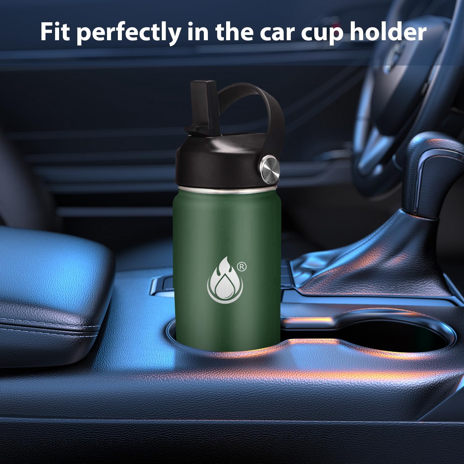 Detalle de Insulated Water Bottle 24 oz with Straw: Stainless Steel, Dual Lids, Keeps Drinks Cold or Hot