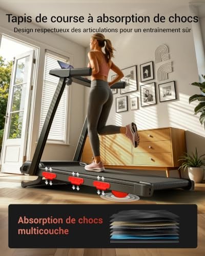 Detalle de LONTEK Tapis de Marche Inclinable Auto — pliable, silencieux et programmable