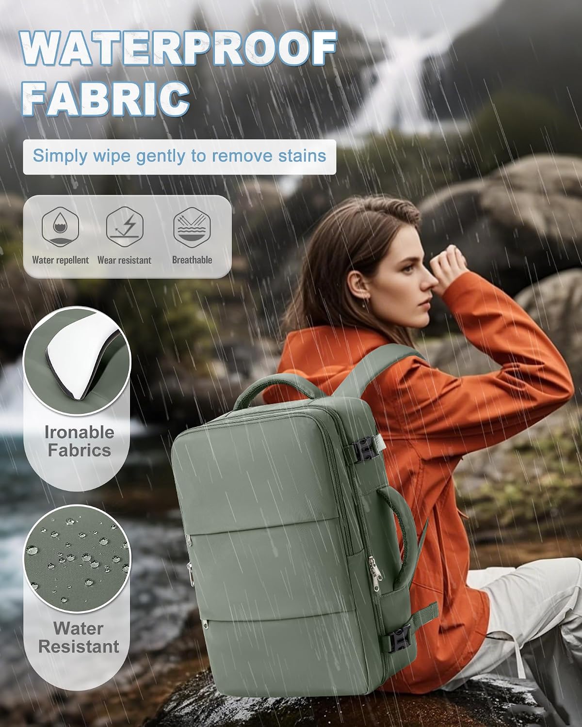 Detalle de SZLX Sac à dos de voyage cabine 40x30x20 pour Ryanair / Wizz Air / EasyJet avec compartiment ordinateur