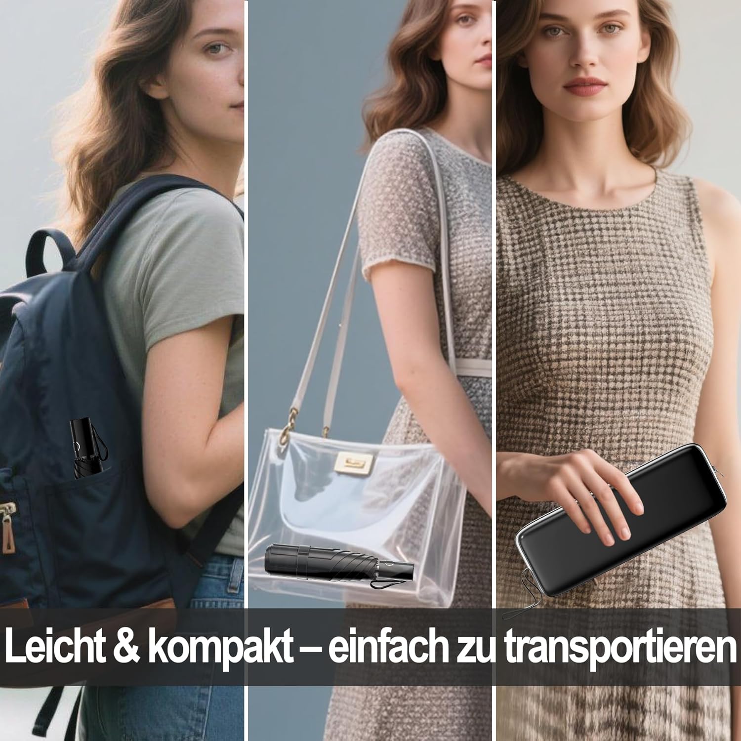 Detalle de Moorrlii Automatischer Mini-Reise-Regenschirm – winddicht, faltbar, UV-Schutz, ultrakompakt