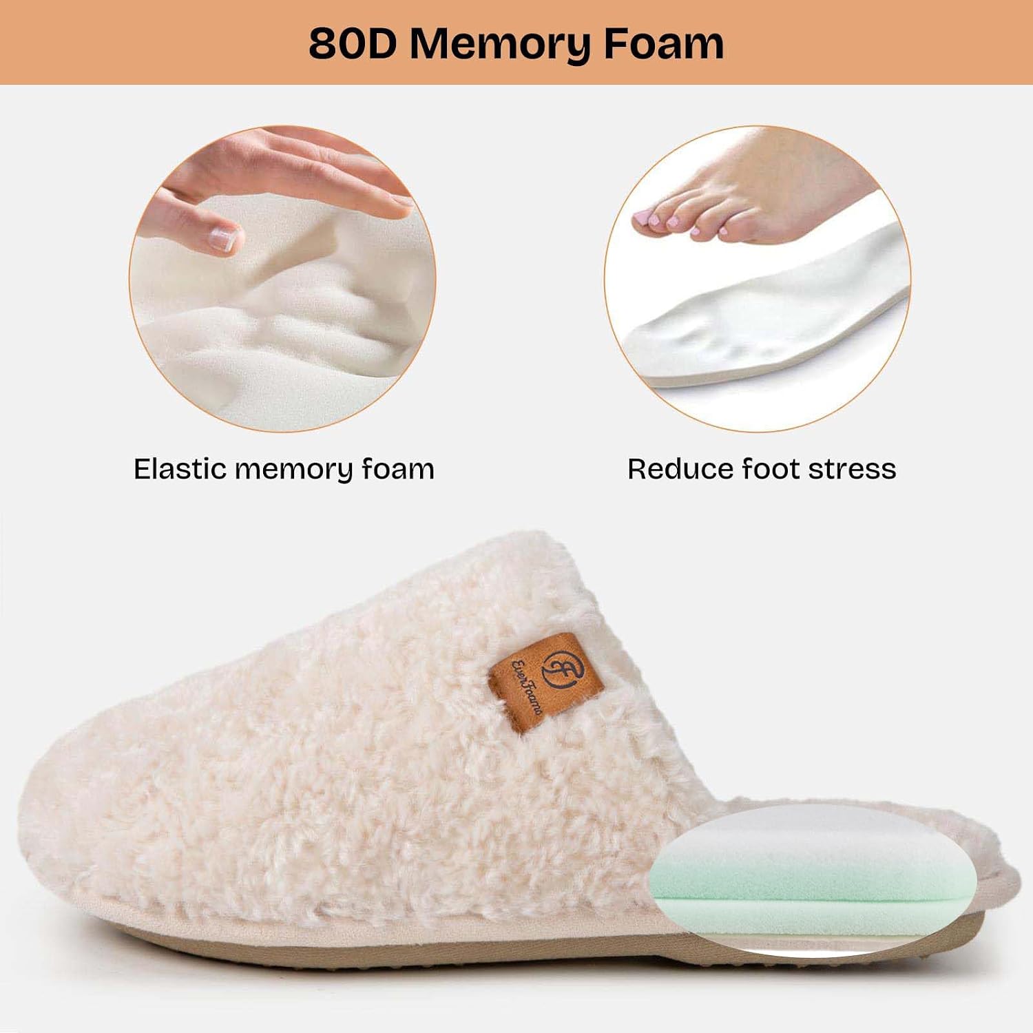 Thumbnail 3 de EverFoams Women's Fuzzy Slip-on Slippers: Cozy Memory Foam Comfort for Home