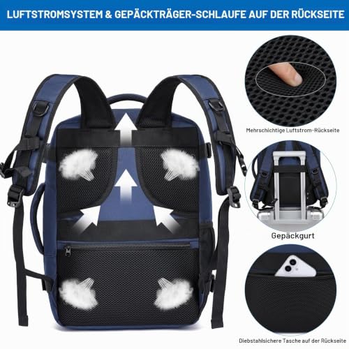 Detalle 2 de WENIG Rucksack 40x30x20 cm – Handgepäck-Rucksack für Frauen, 20 l, Blau