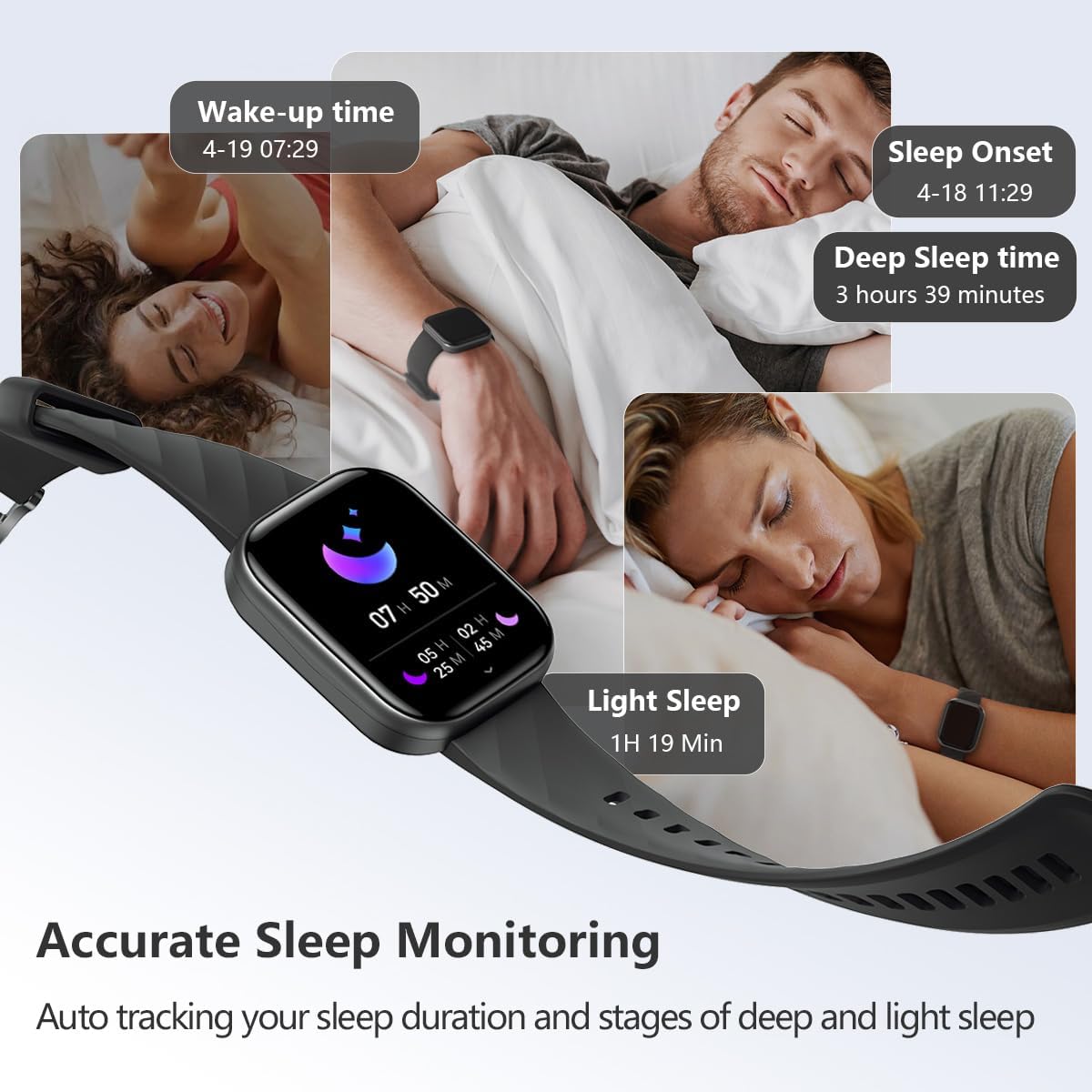 Detalle 2 de FITVII HM57 Smart Fitness Tracker with 1.85-Inch Display and 120+ Sport Modes