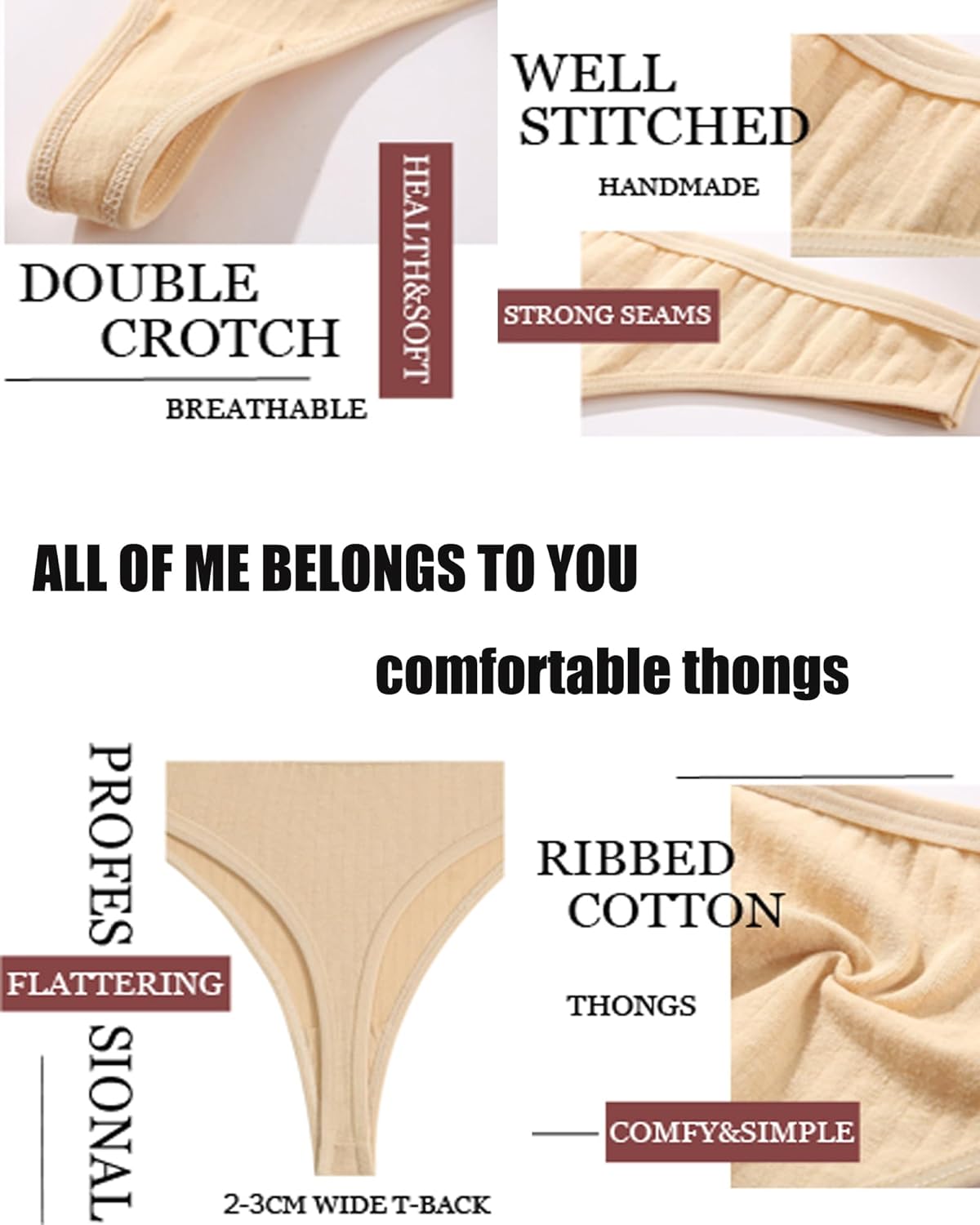 Thumbnail 2 de ALL OF ME 6er Pack Baumwolle String Tanga für Damen – bequeme Cotton-Slips als Mehrpack