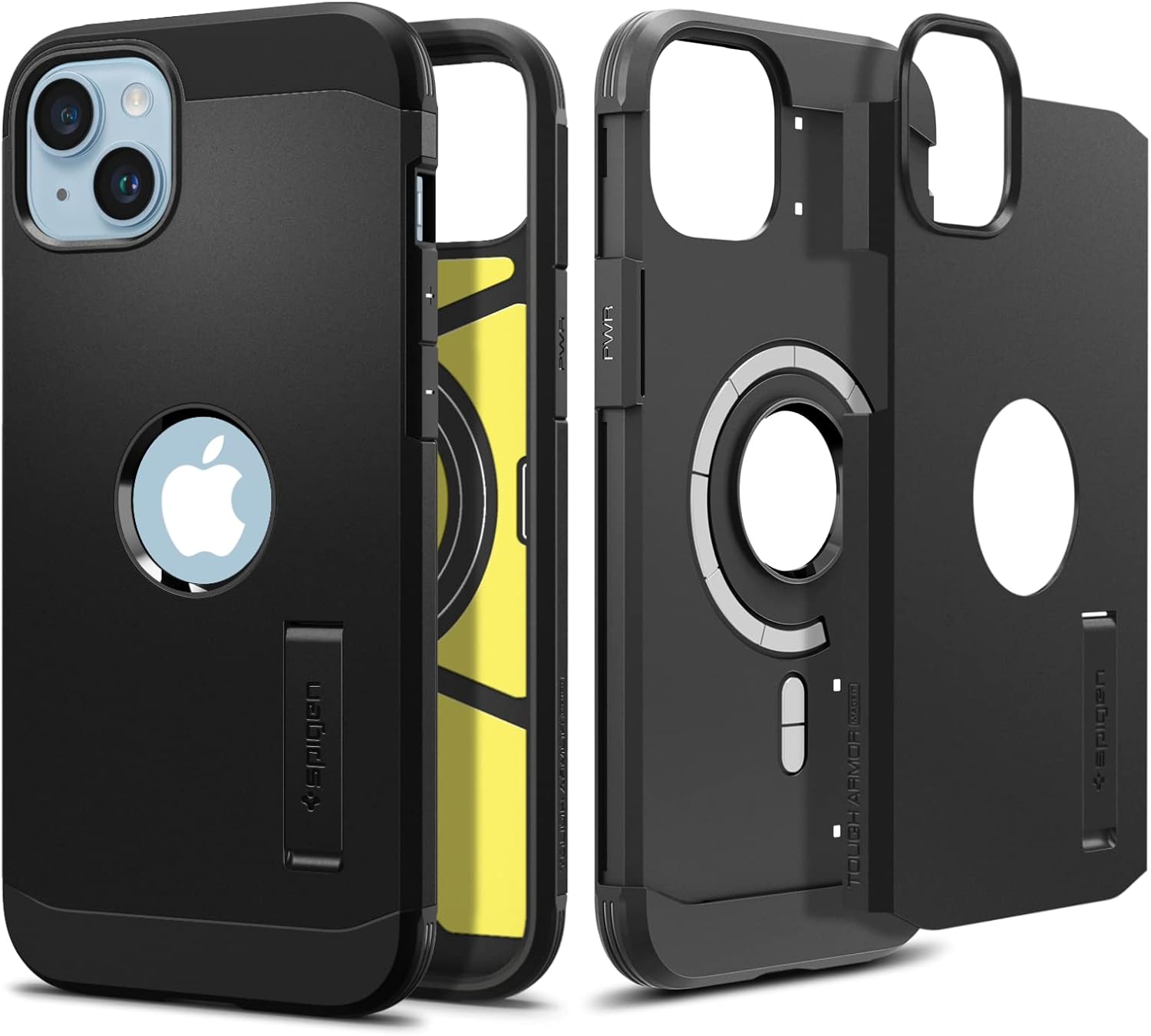 Detalle de Spigen Tough Armor Magfit pour iPhone 14 : coque MagSafe noire