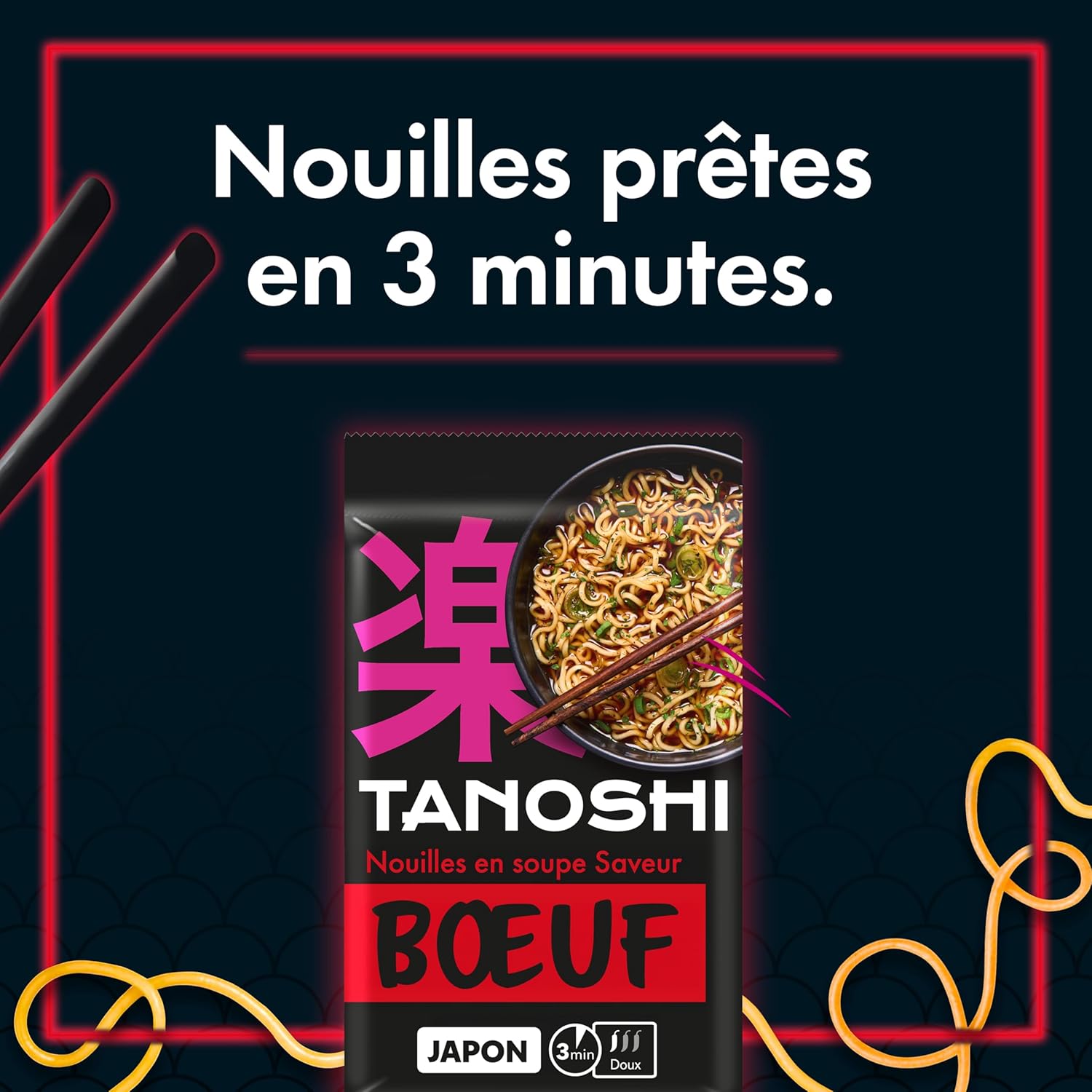 Thumbnail 5 de TANOSHI Nouilles Instantanées Japonaises - Bœuf, 3 Minutes, Sans Glutamate – 10 sachets x 85 g