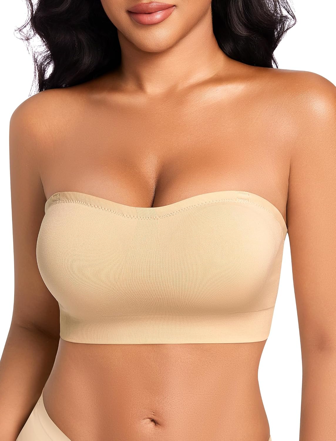 Detalle de OOEU Trägerloser BH Damen without Bügel – Push-Up Bandeau, Nahtlos, Abnehmbaren Trägern
