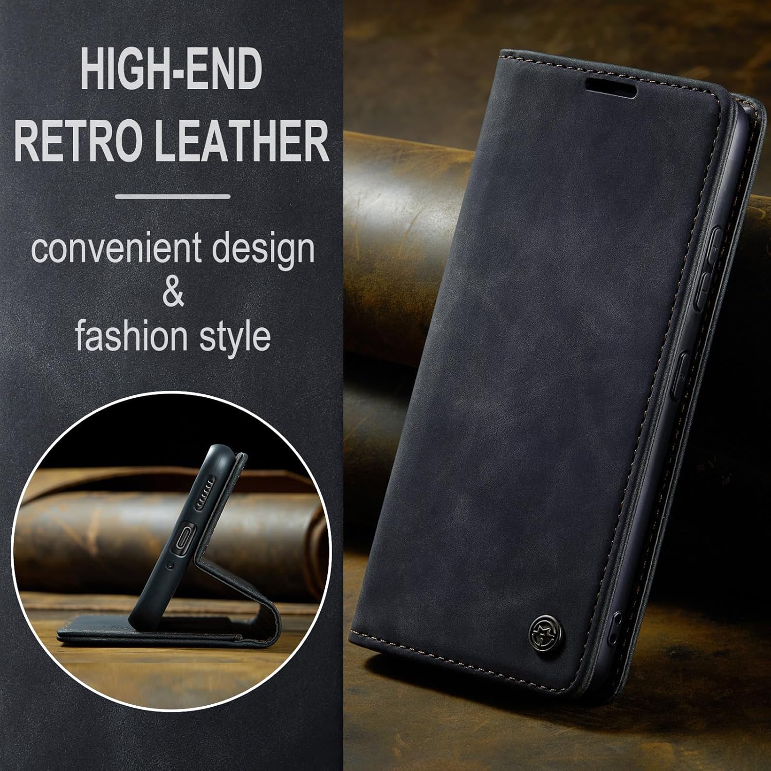 Thumbnail 5 de Lanranwa Handyhülle für Xiaomi 15 5G – Premium Flip Case aus PU-Leder mit Kartenfächern, Magnetverschluss und Standfunktion (Schwarz)