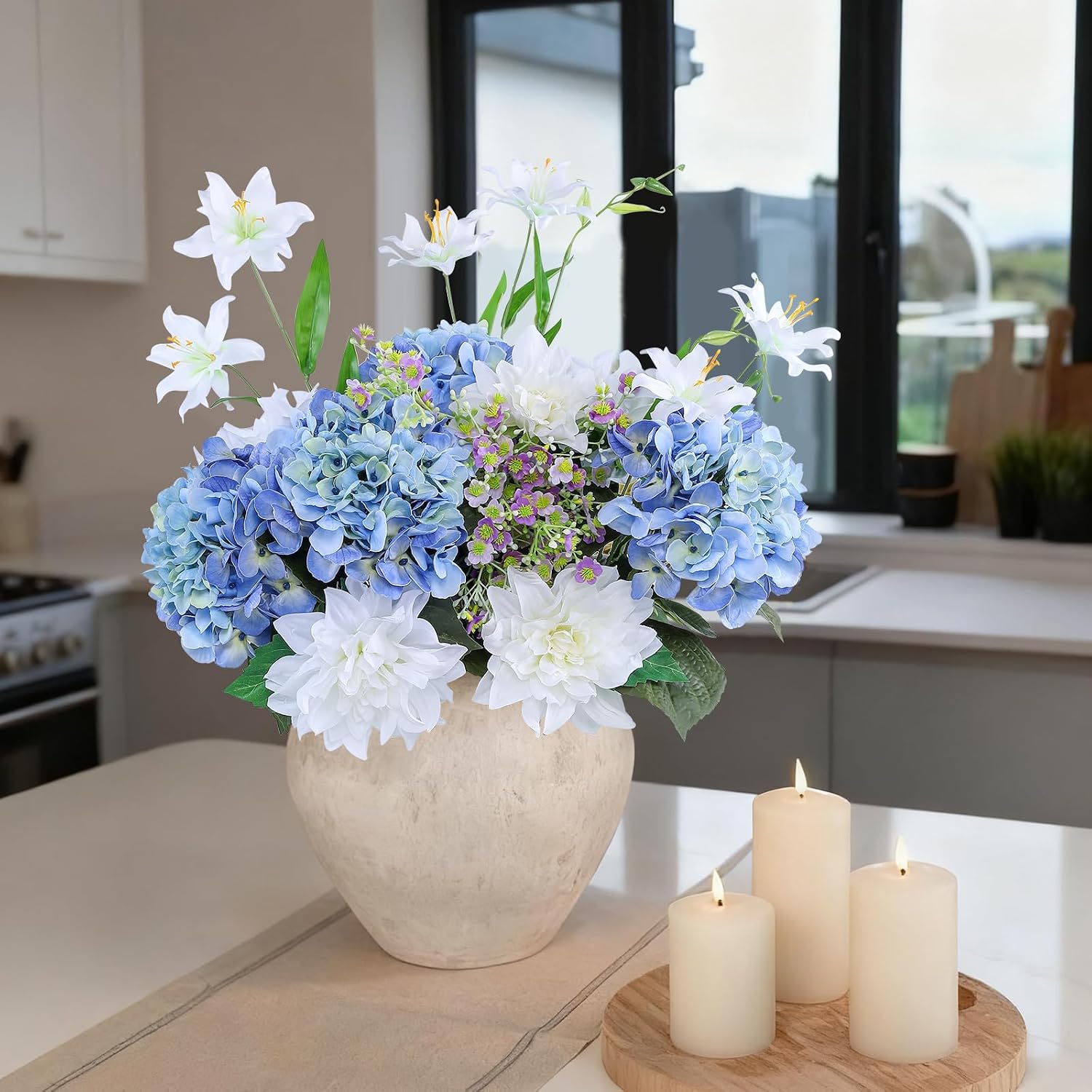 Detalle 2 de Coferset Artificial Hydrangea Flowers, 6.5-Inch Heads