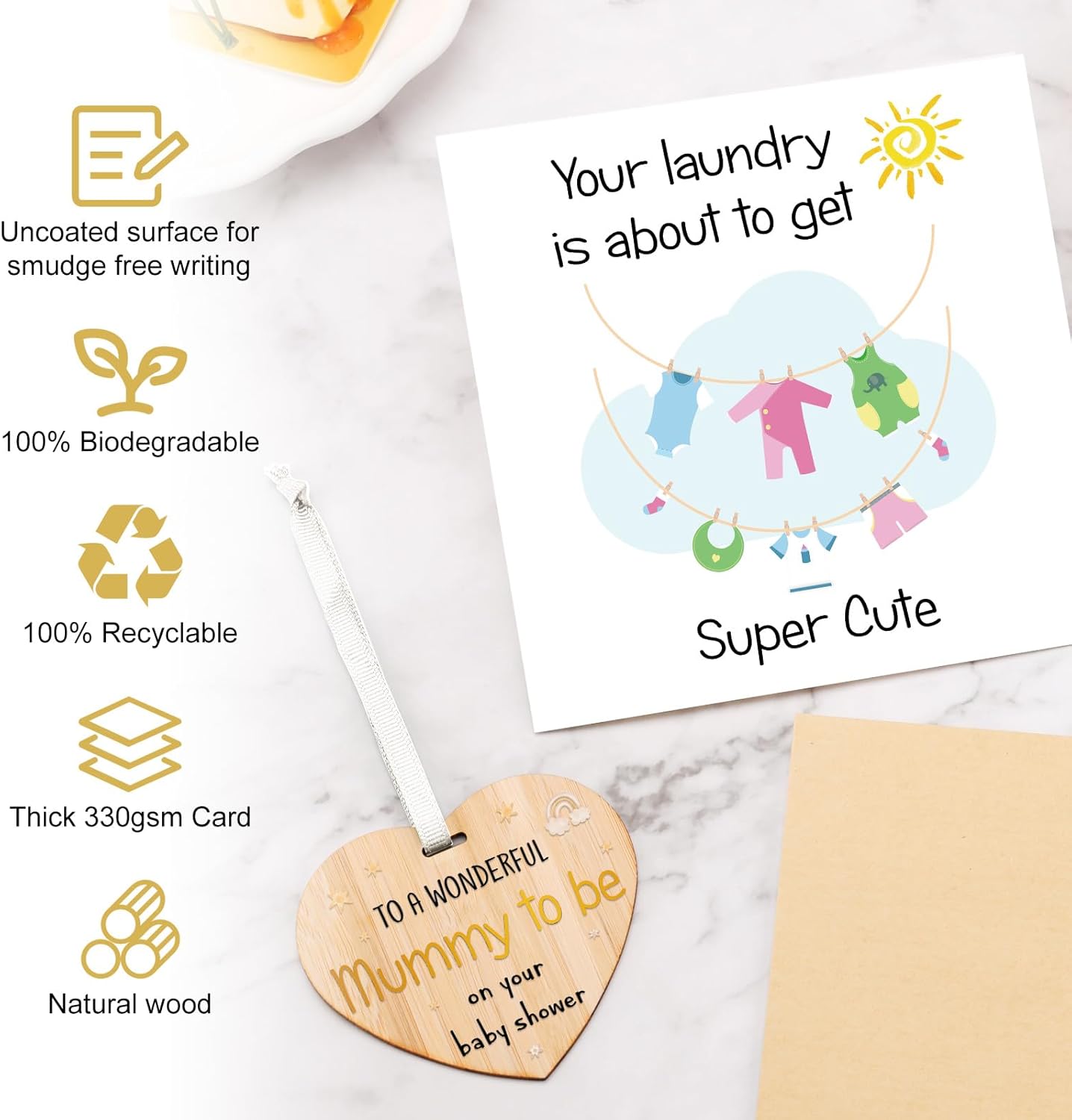 Thumbnail 4 de Welsky Baby Shower Card with Envelope and Heart Wooden Plaque