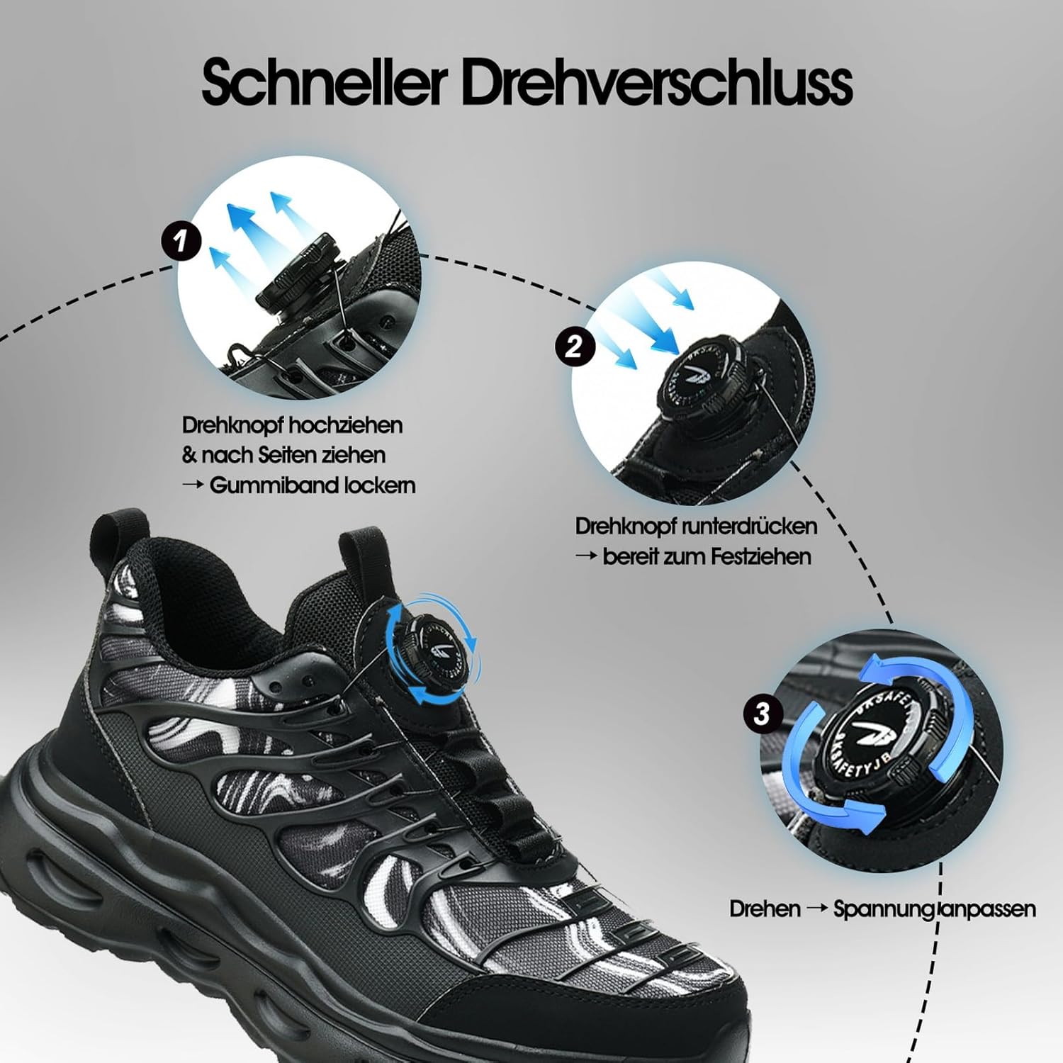 Detalle de Scarpe Antinfortunistiche Leggere Uomo/Donna con Chiusura a Bottone – Impermeabili, Antiscivolo e Ammortizzate per Sicurezza e Comfort