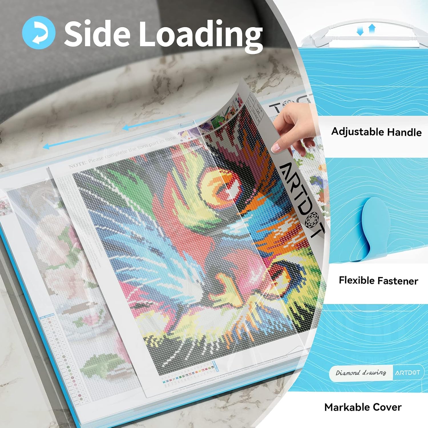 Detalle de ARTDOT A3 Storage Book for Diamond Painting Kits: A3 Portfolio with 30 Pocket Sleeves
