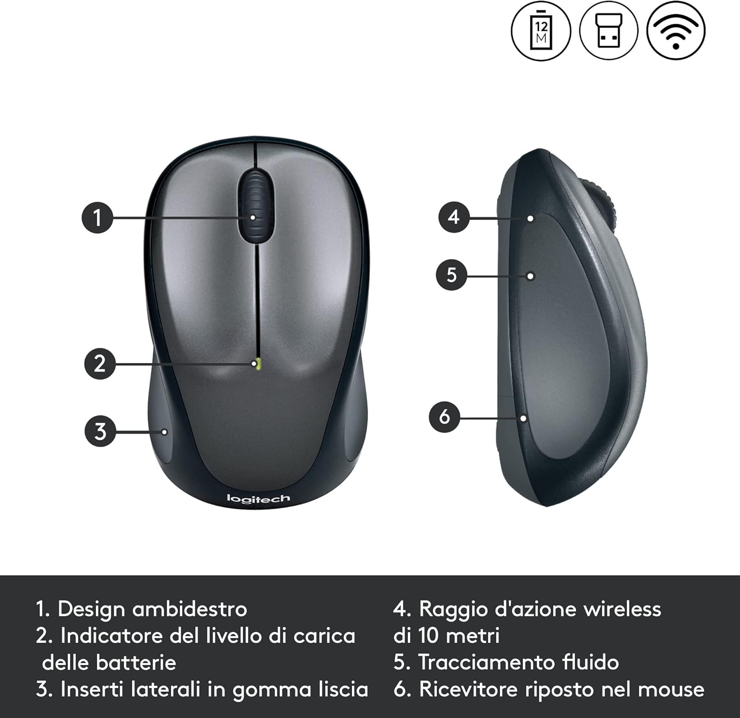 Thumbnail 5 de Logitech M235 Mouse Wireless: affidabilità wireless, complicità di viaggio e controllo preciso