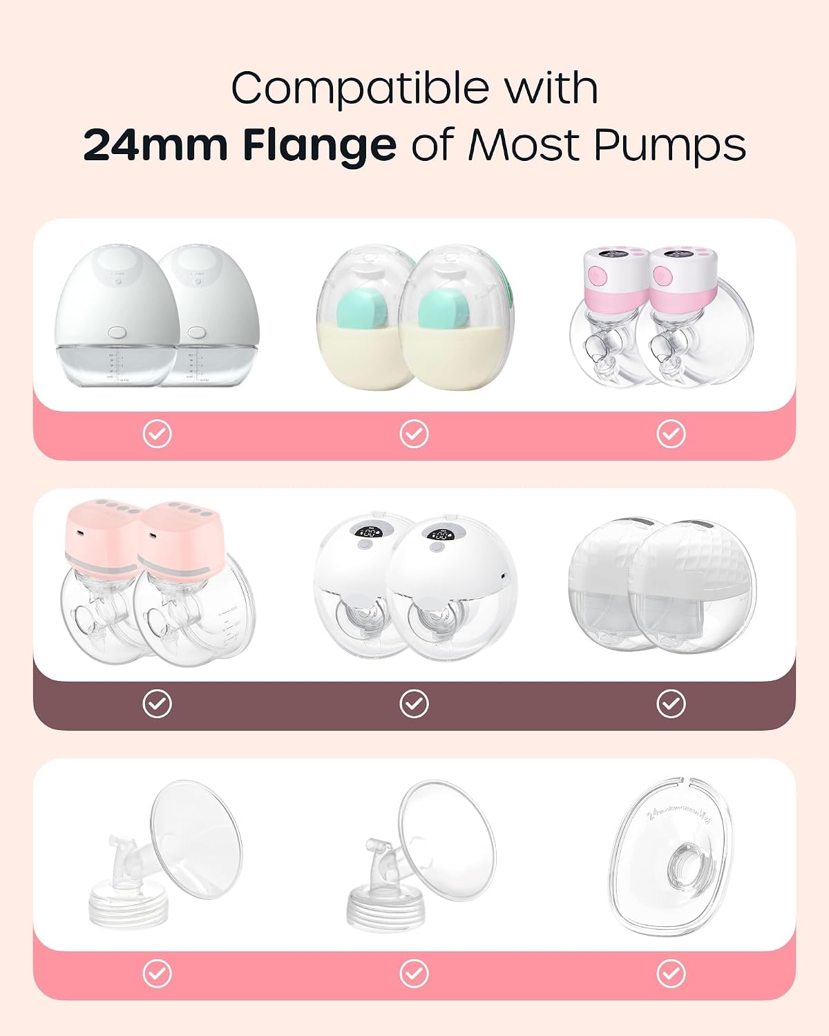 Thumbnail 1 de Nuliie 10PCS Flange Inserts (13/15/17/19/21mm) for 24mm Breast Pumps
