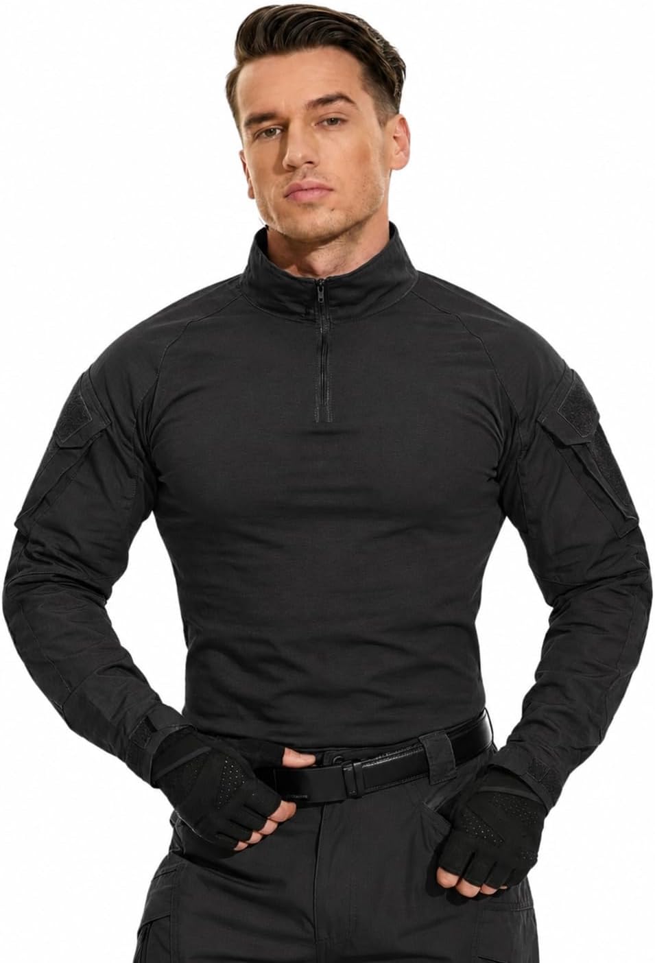 Thumbnail 1 de TACVASEN Men's Military Shirt, Slim-Fit Long Sleeve 1/4-Zip Pullover