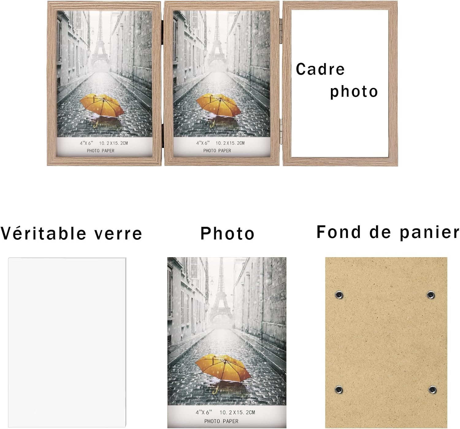 Detalle 2 de AVEAX Cadre Photo 10x15 cm Triple pour table