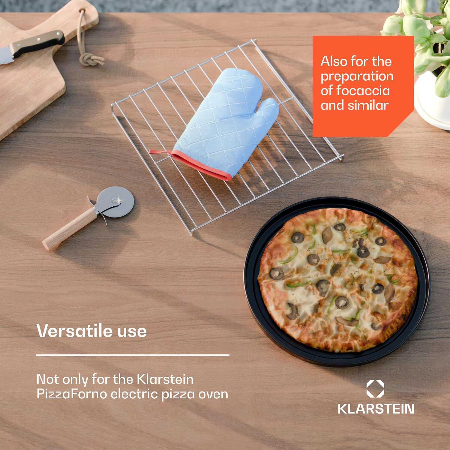 Detalle de Klarstein HEA8-PizzaFornoAcces Pizza Oven Accessory Set with Pan, Glove & Stand