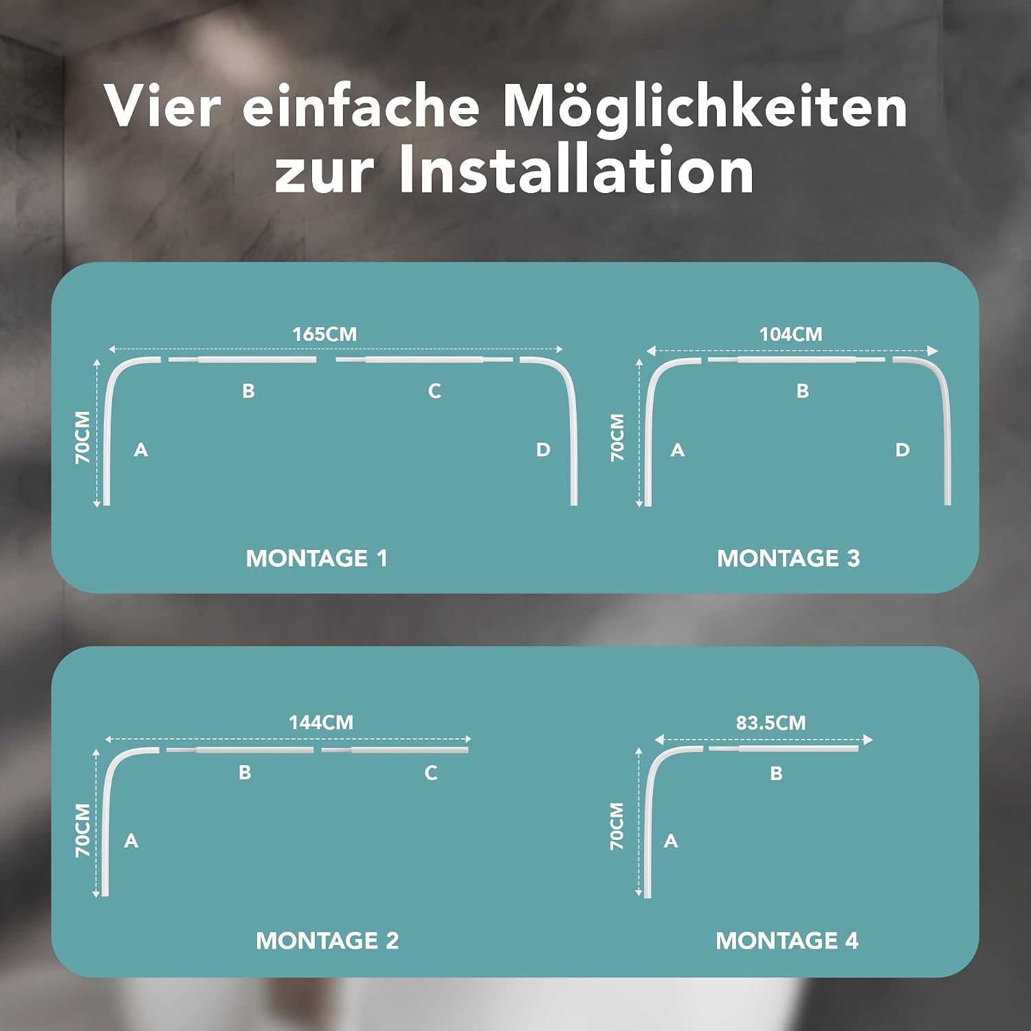 Detalle 2 de Erica Duschvorhangstange 4-in-1 für Ecke
