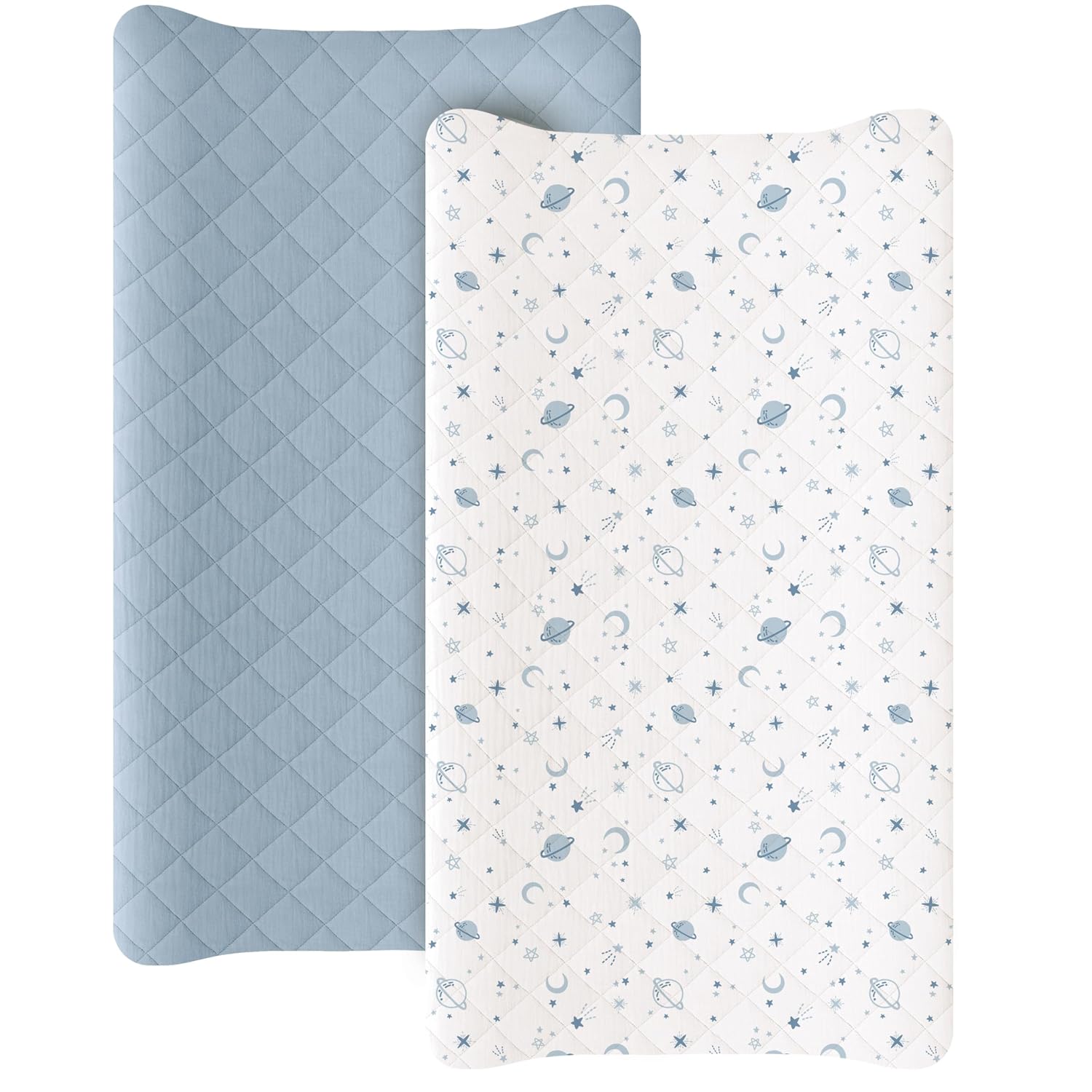 Detalle de Konssy Quilted Muslin Changing Pad Covers 2-Pack