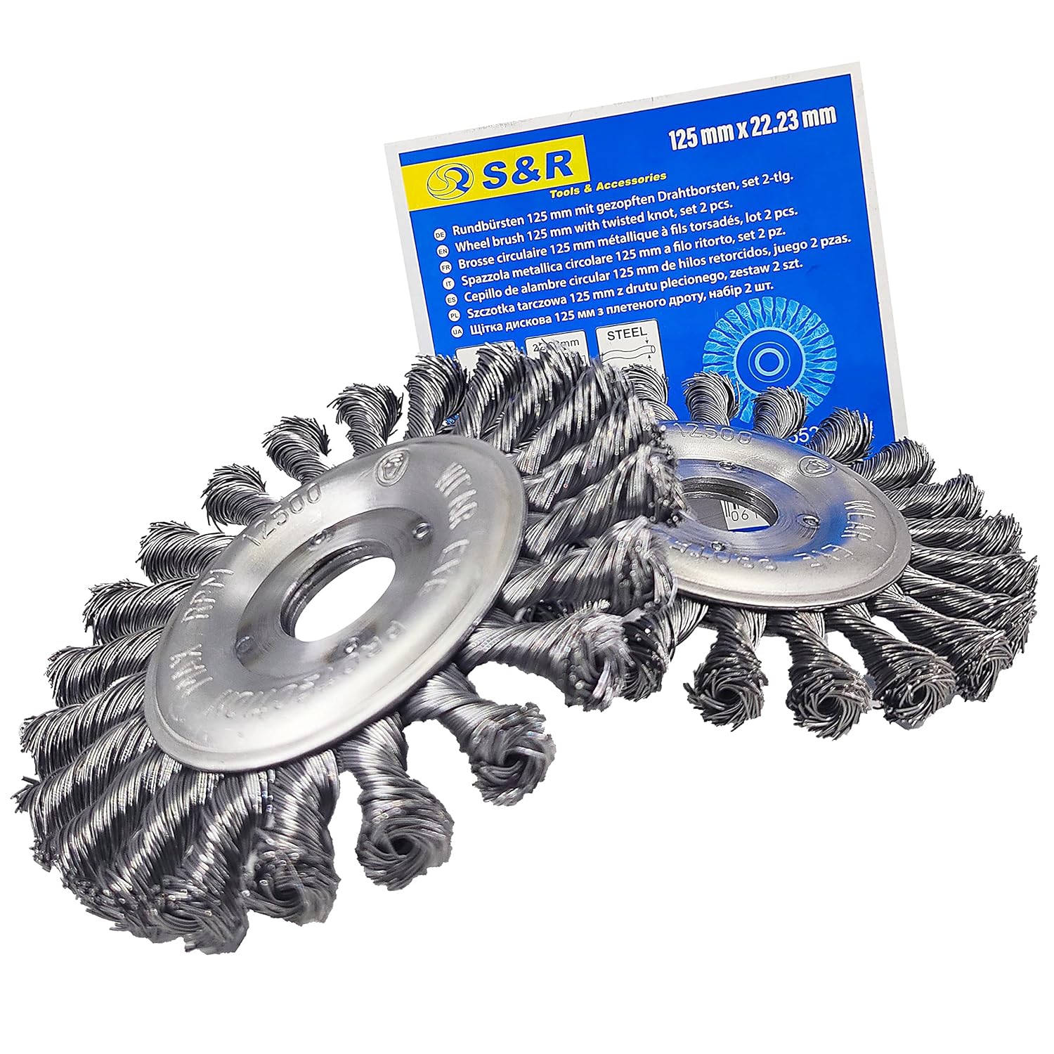 Thumbnail 6 de S&R Set di 2 Spazzole Metalliche in Acciaio 125 mm per Smerigliatrice – filo intrecciato robusto