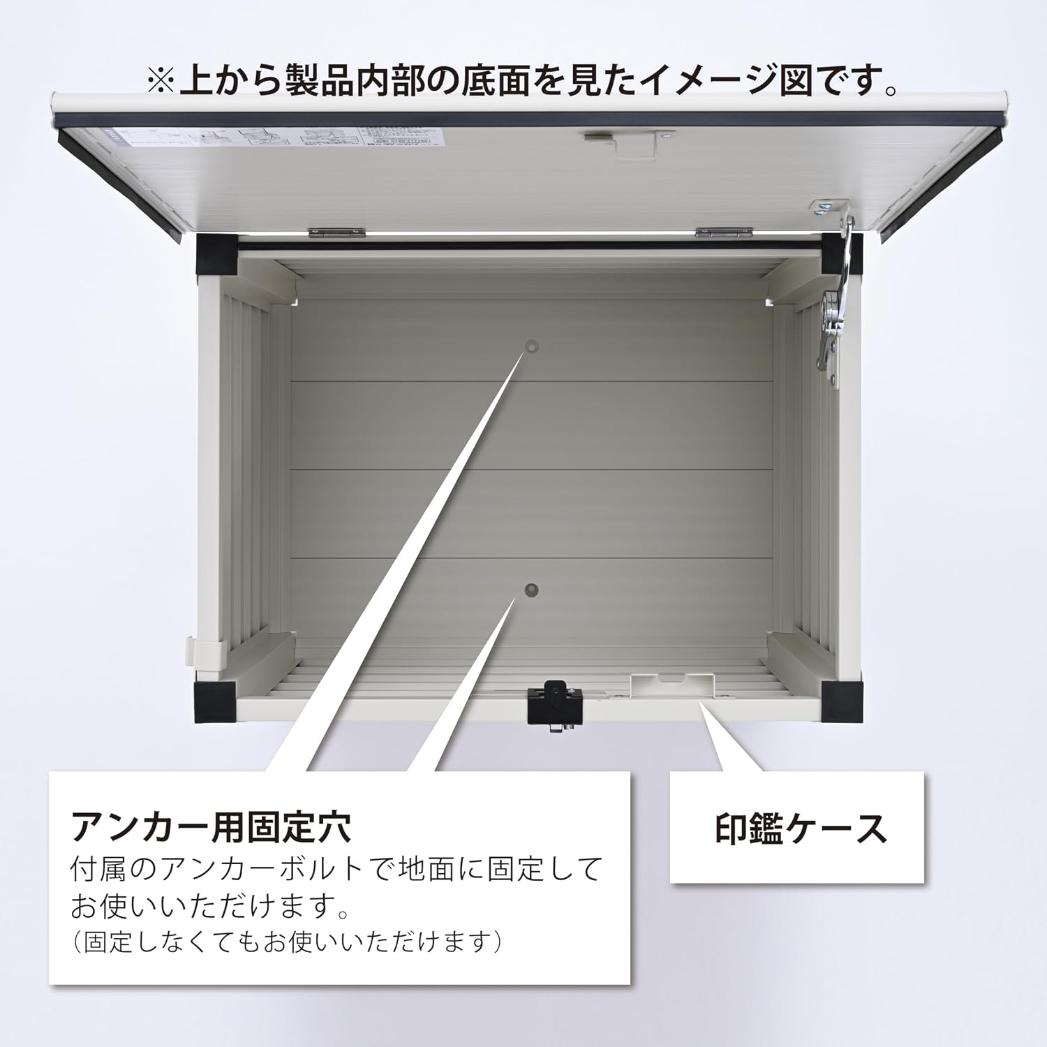 Detalle de グリーンライフ Receibo TRA-64(MIV) ベンチ型宅配ボックス 120サイズ・アルミ製・アイボリー
