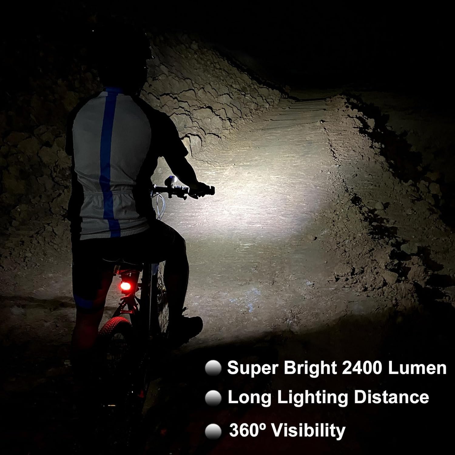 Detalle 2 de BIKIL Luci Bicicletta Led: Fanale anteriore e posteriore in lega di alluminio, 5000 mAh, ricaricabili USB-C