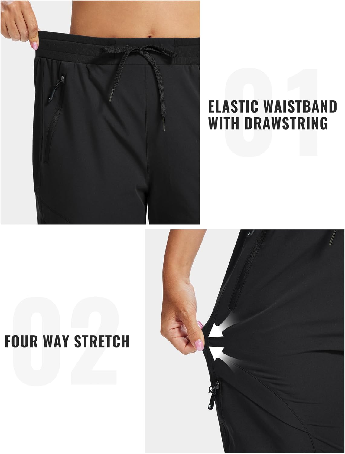 Detalle 2 de AIRIKE Women's Hiking Cargo Pants, Quick-Dry, UPF 50+, 5 Zipper Pockets