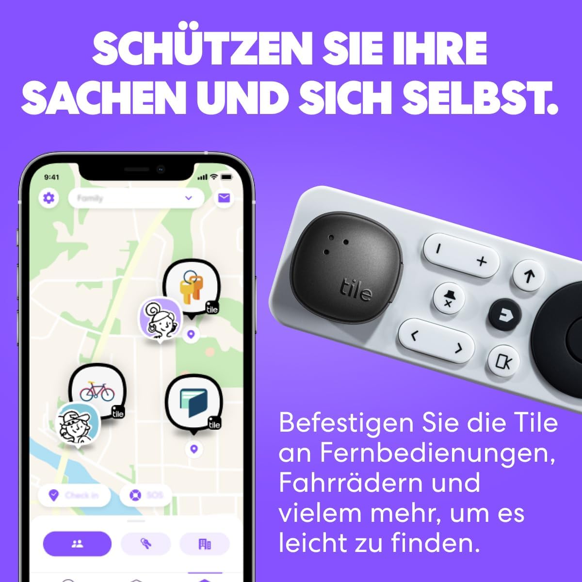 Thumbnail 1 de Life360 Tile Sticker – Kleiner Bluetooth-Tracker, Tür- und Gegenstandfinder im 2er-Pack (Schwarz) – kompatibel mit iOS und Android