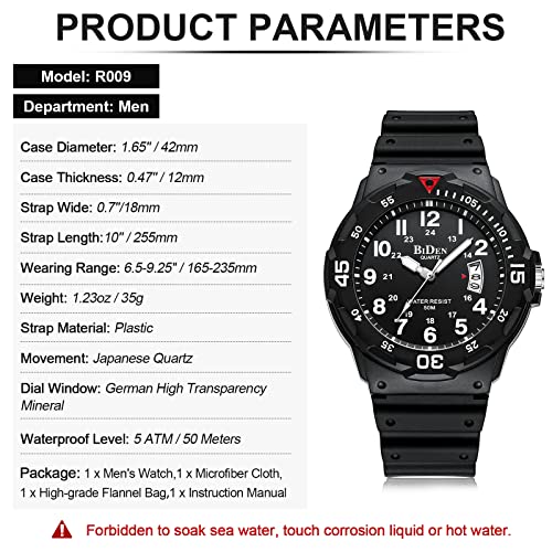 Thumbnail 7 de HANPOSH Orologio Uomo Analogico Quarzo Impermeabile con Data Luminosa – 44 mm, 5ATM