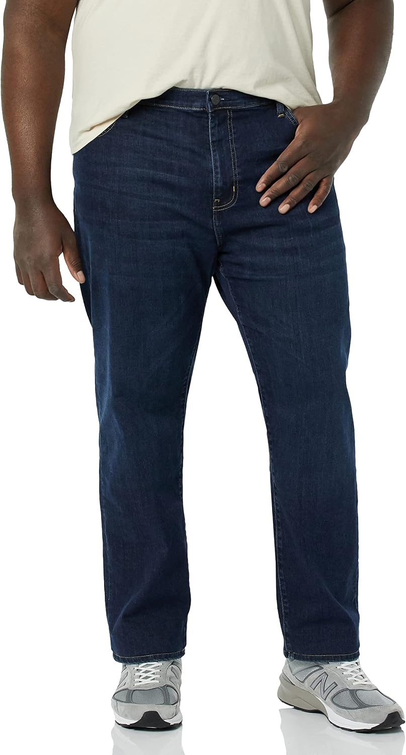 Detalle de Amazon Essentials Jean très extensible à coupe droite pour homme — couleurs délavées