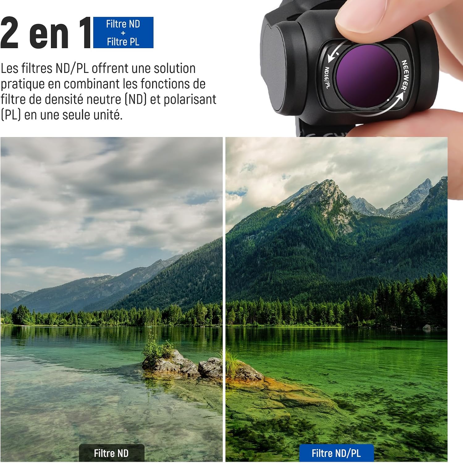 Thumbnail 2 de Lot de 6 filtres magnétiques ND/CPL Neewer pour DJI Osmo Pocket 3 Creator Combo
