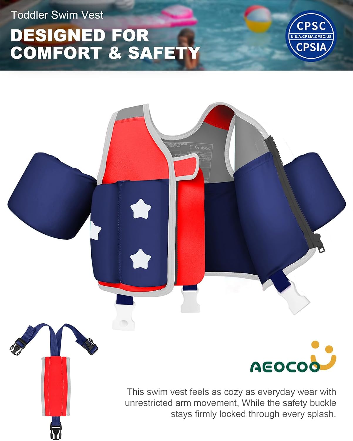 Thumbnail 1 de Kids Pool Floaties 1-9 Years Old Toddler Swim Vest with 20-70 Lb Range