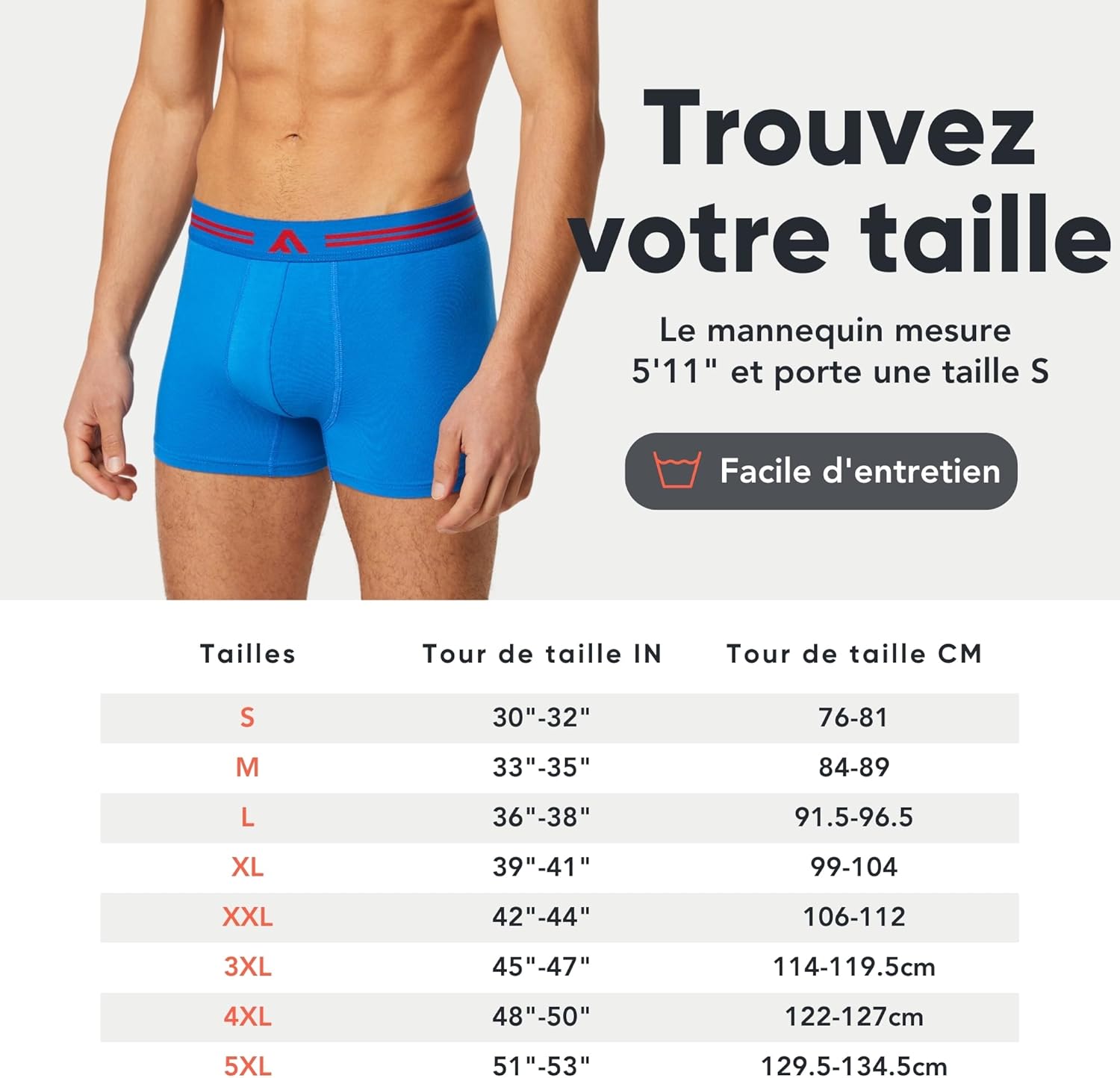 Detalle de FM London – Lot de 5 Boxers très Doux en Bambou, sans étiquette, coupe élastique, pour Homme