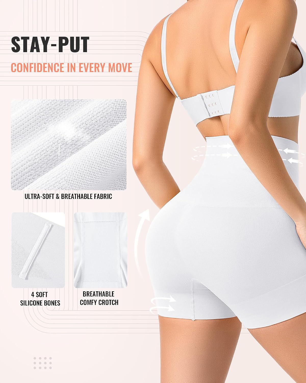 Detalle de ForeverShaper Seamless Tummy Control Shapewear Shorts with Double-Layer Compression