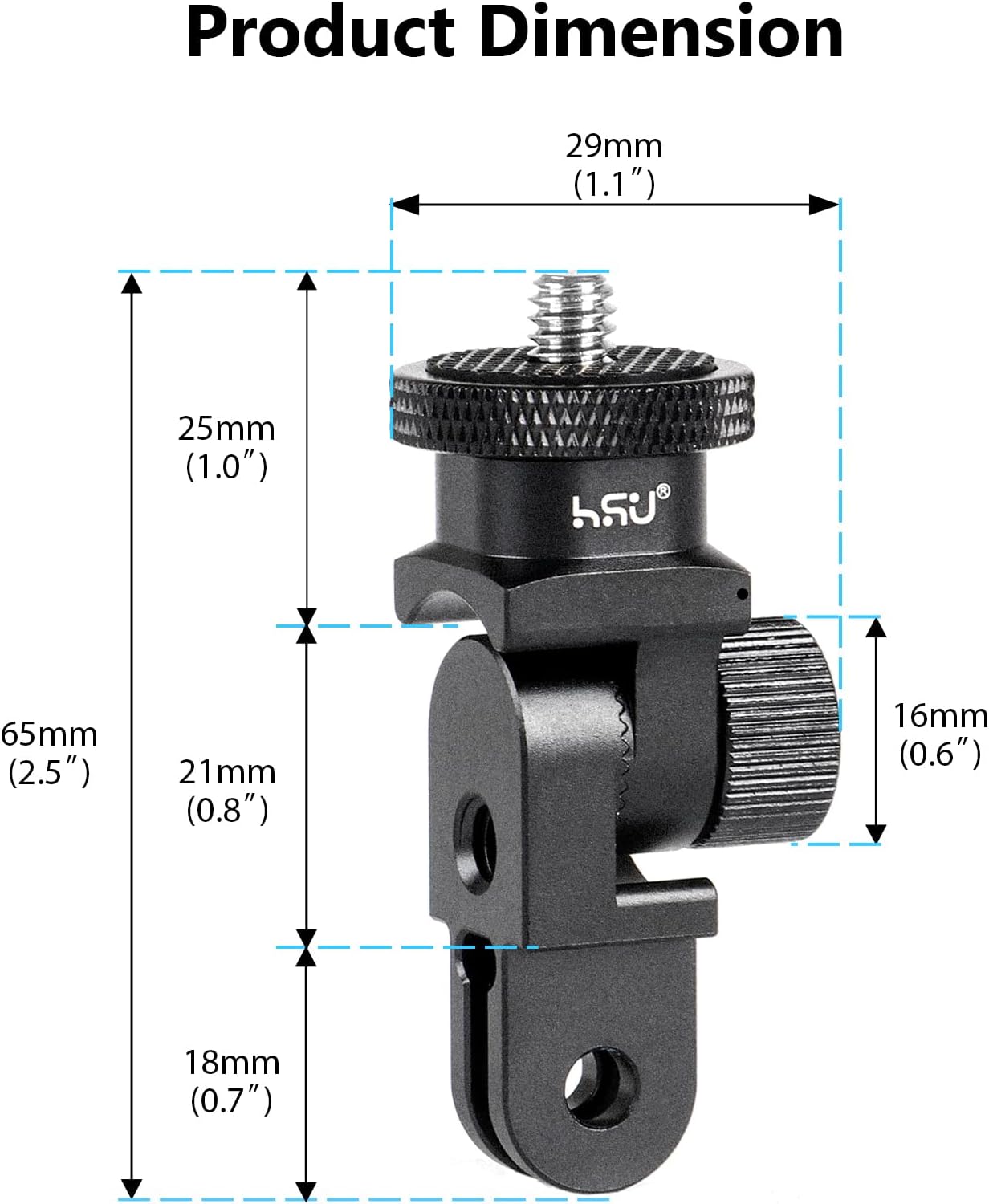 Thumbnail 6 de HSU 180-Degree Vertical Mount Adapter for Action Cameras (for Hero 13/12 & Insta360 X4/X3/X2)