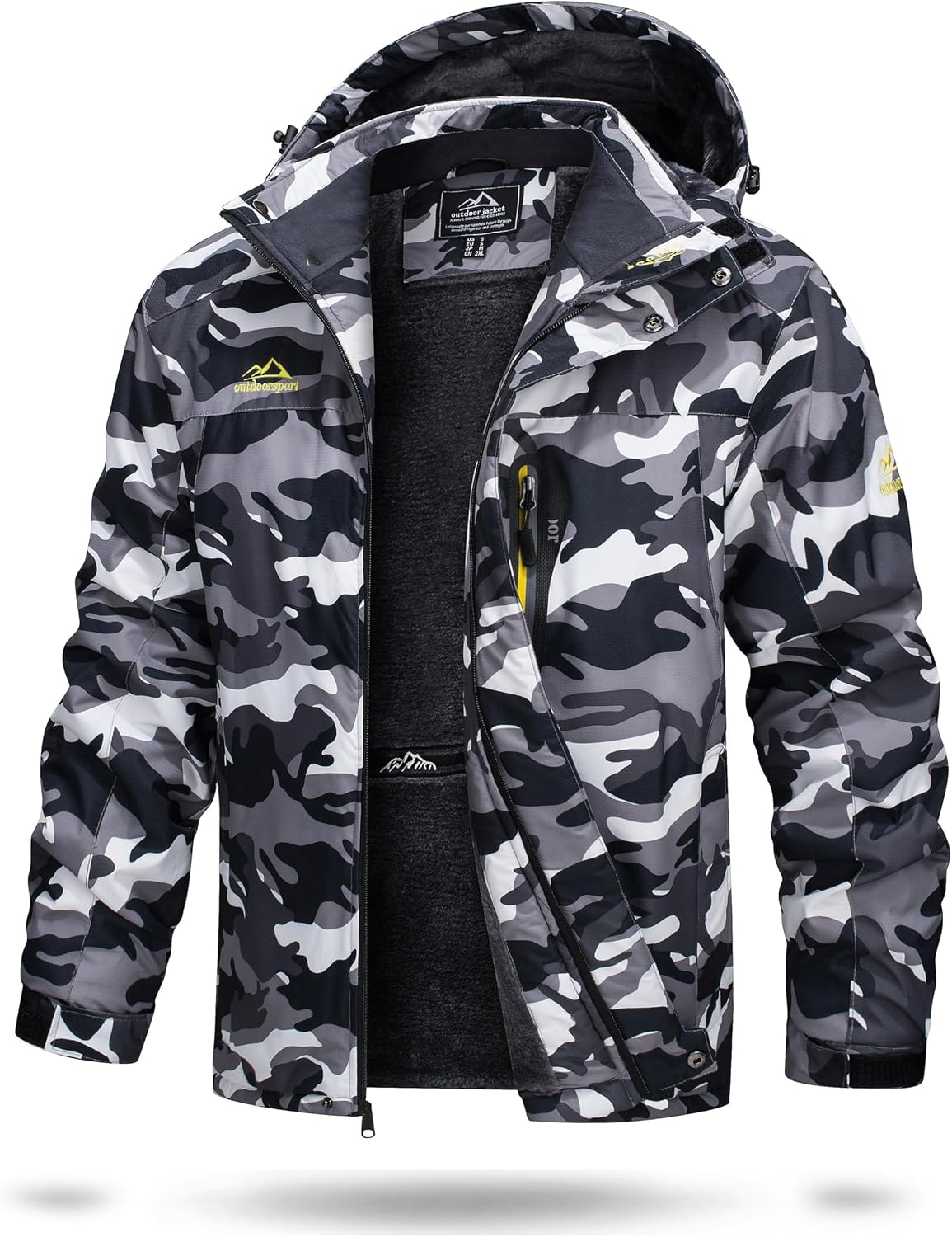 Detalle de TACVASEN Herren Skijacke Gefüttert Winterjacke mit abnehmbarer Kapuze