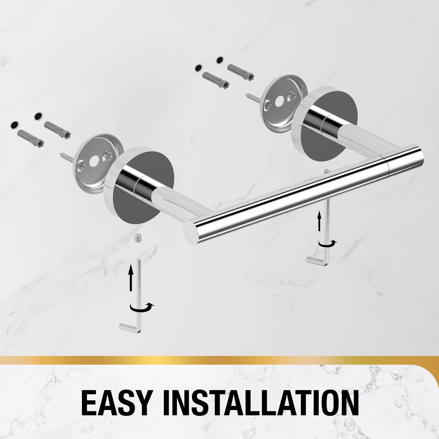 Thumbnail 6 de HITSLAM Double-Post Pivoting Toilet Paper Holder, Chrome SUS304 Steel