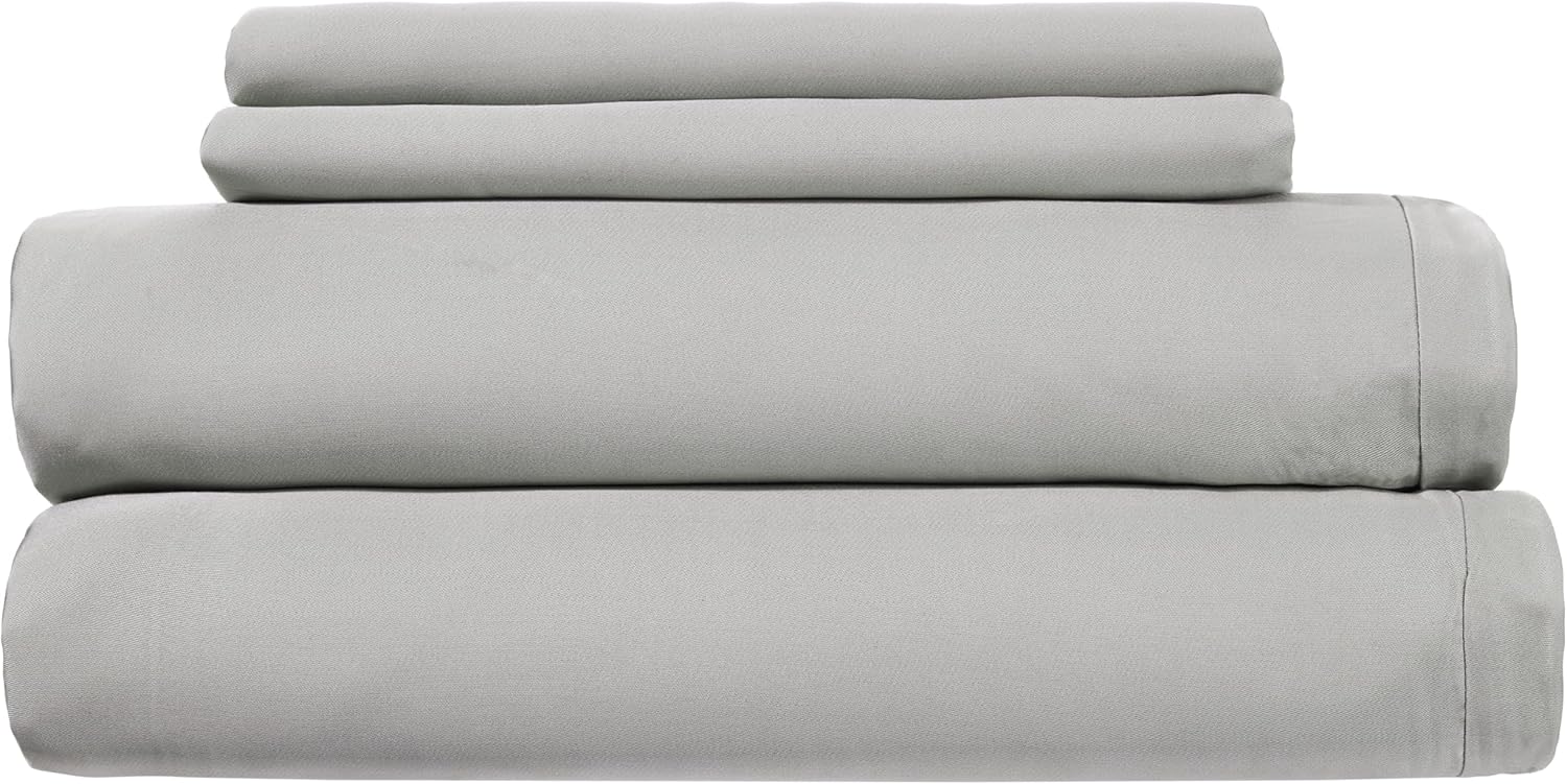 Detalle 2 de Luff Bamboo Silk Bedding Set: Duvet Cover & Pillow Cases in Light Grey (Double)