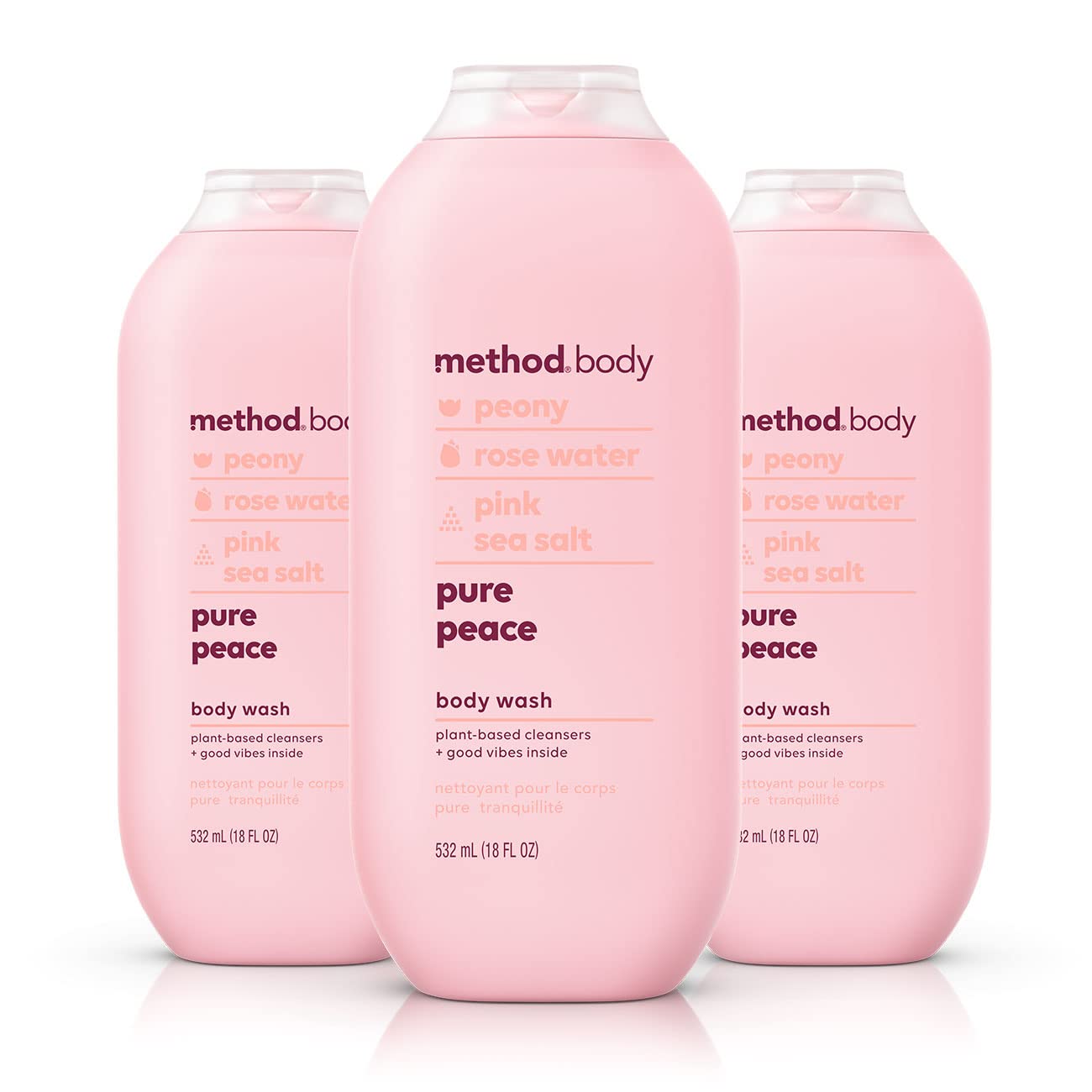 Detalle de Method Body Wash, Pure Peace (3-Pack) — Paraben & Phthalate Free Detoxifying Gel Soap, 18 oz Bottles