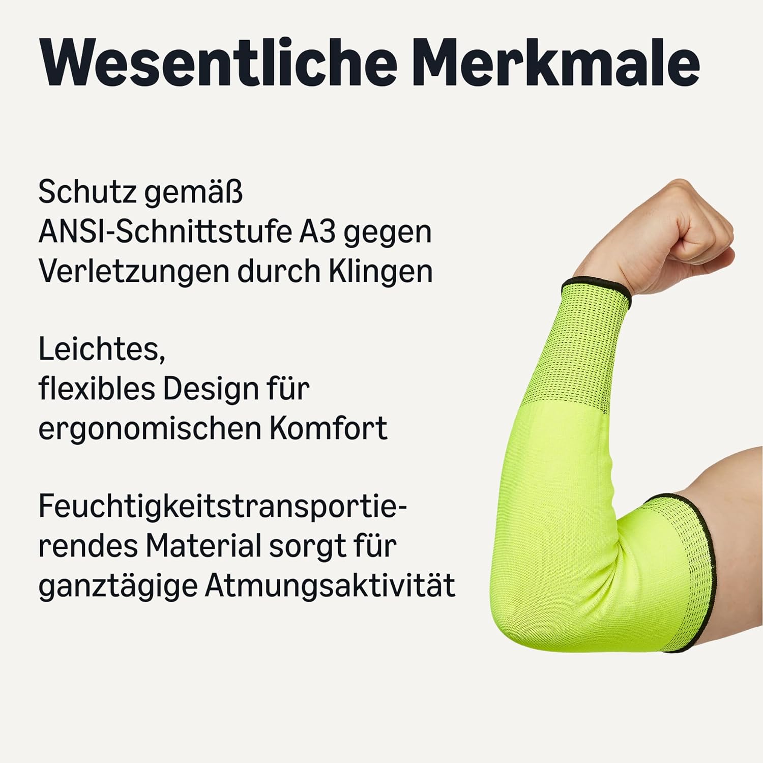 Detalle de Amazon Basics Armschutzhüllen mit Schnittschutz, 45 cm lang, mit Daumenloch (1 Paar) – gelb