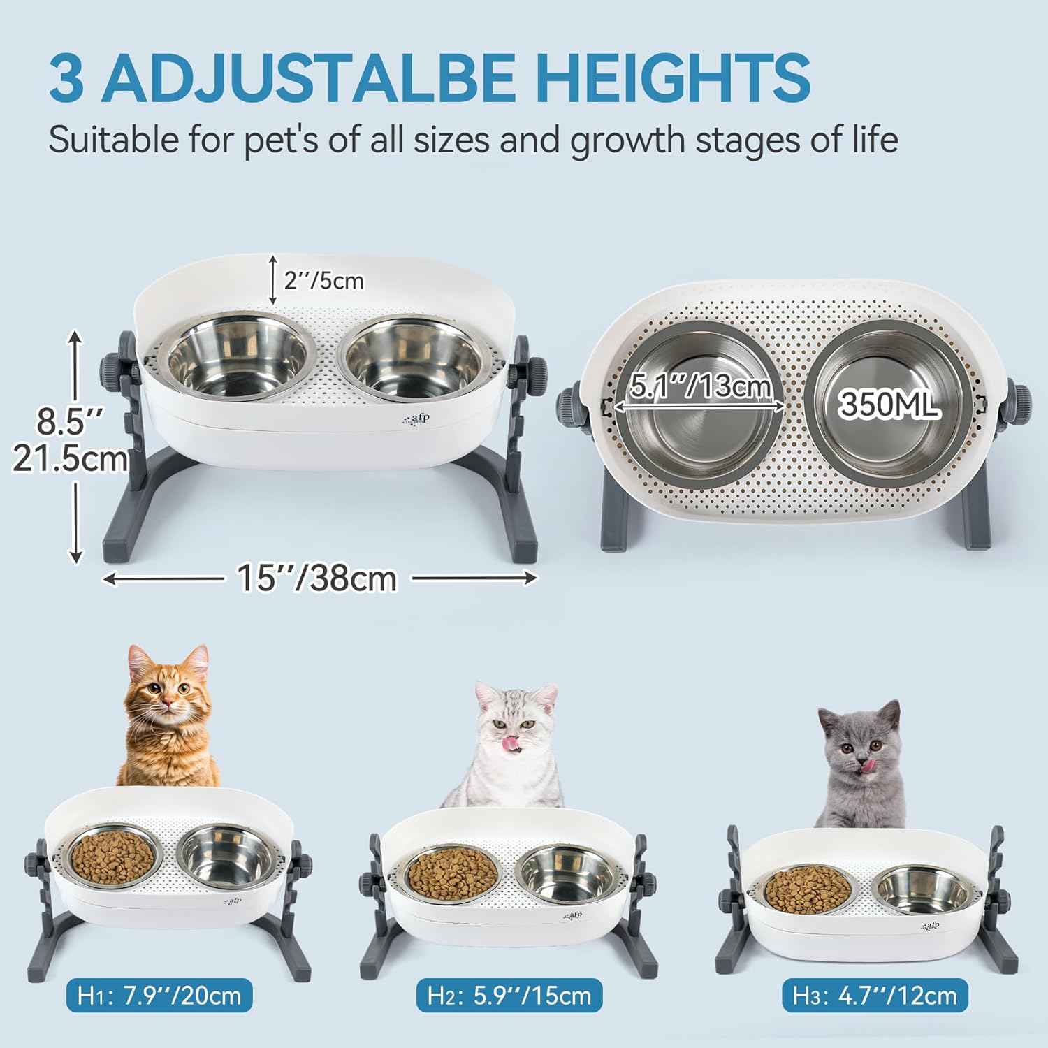 Detalle 2 de ALL FOR PAWS raised cat bowl 3 heights