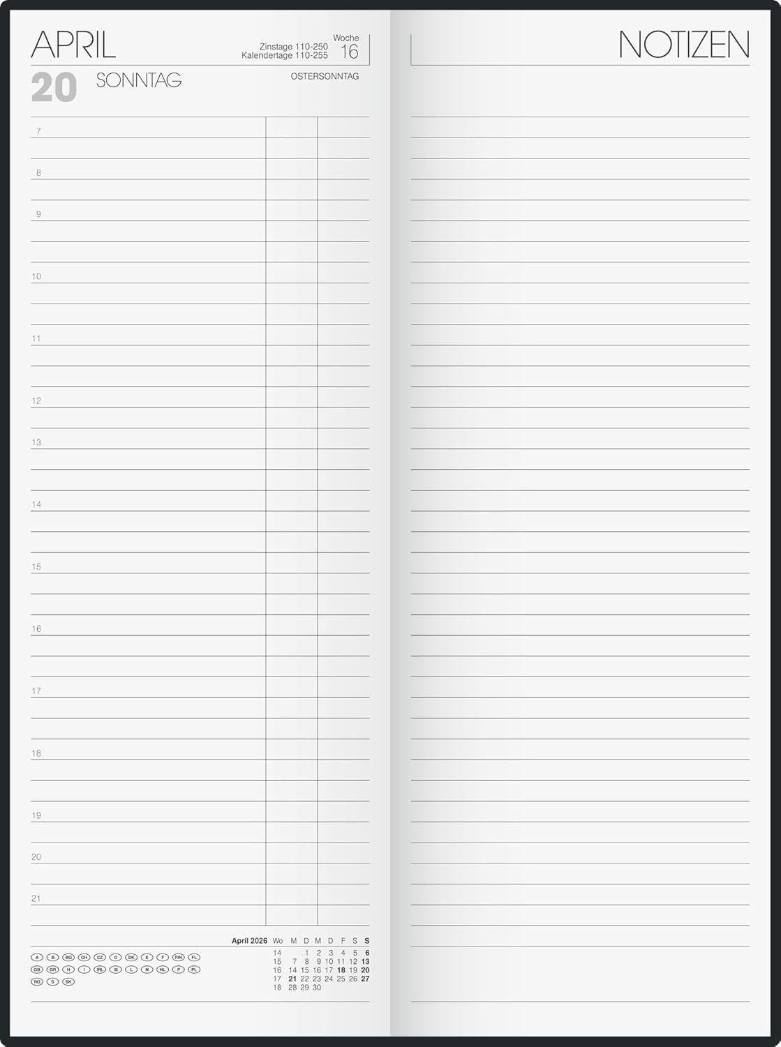 Thumbnail 2 de BRUNNEN Vormerkbuch Mod. 786 „26“ – 110×297 mm, Kunststoff, blau (Kalenderbuch mit Notiz- und Datenseiten)