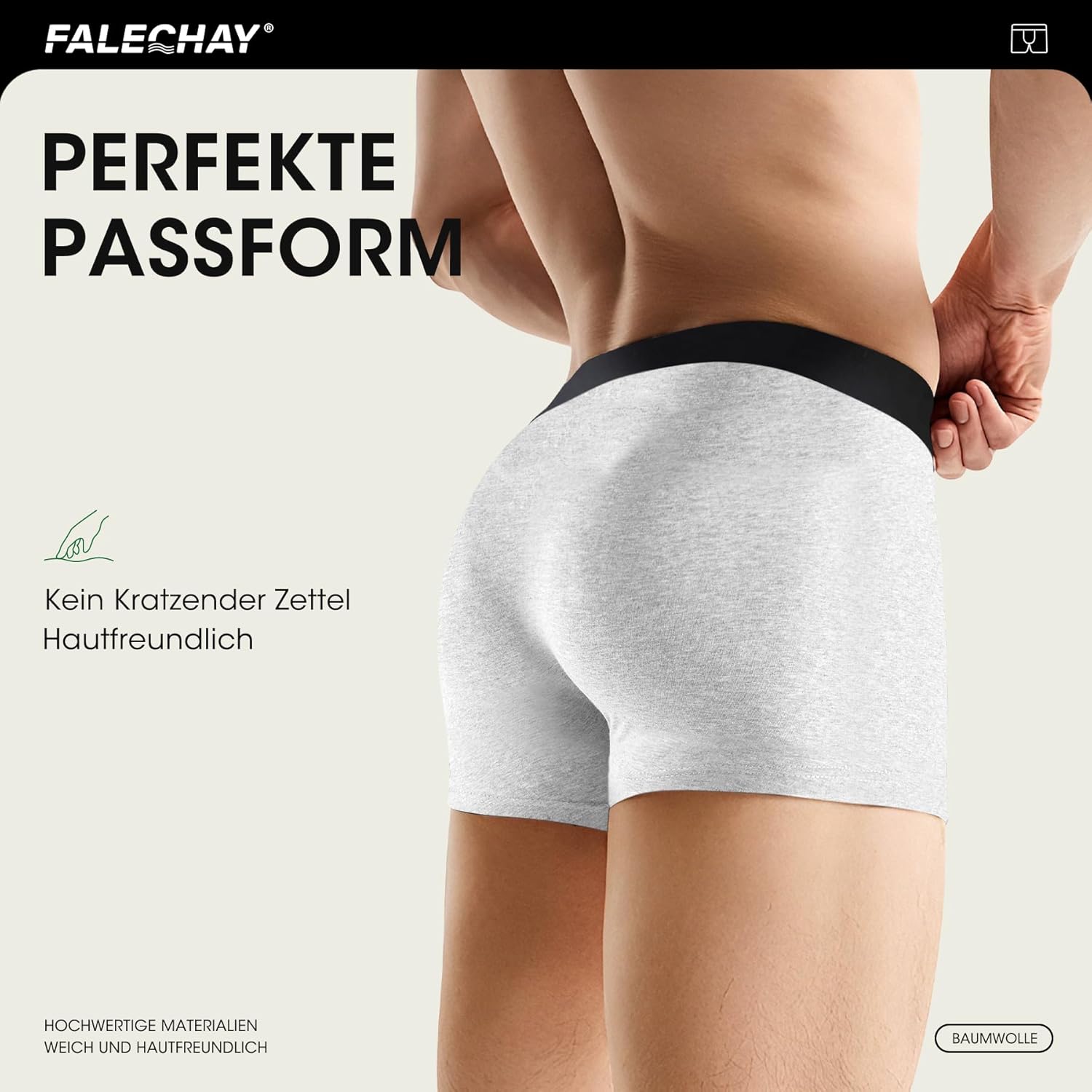 Thumbnail 5 de Falechay Boxershorts Herren im 6er-Pack – Baumwolle ohne kratzende Etiketten (Gr. S–3XL)