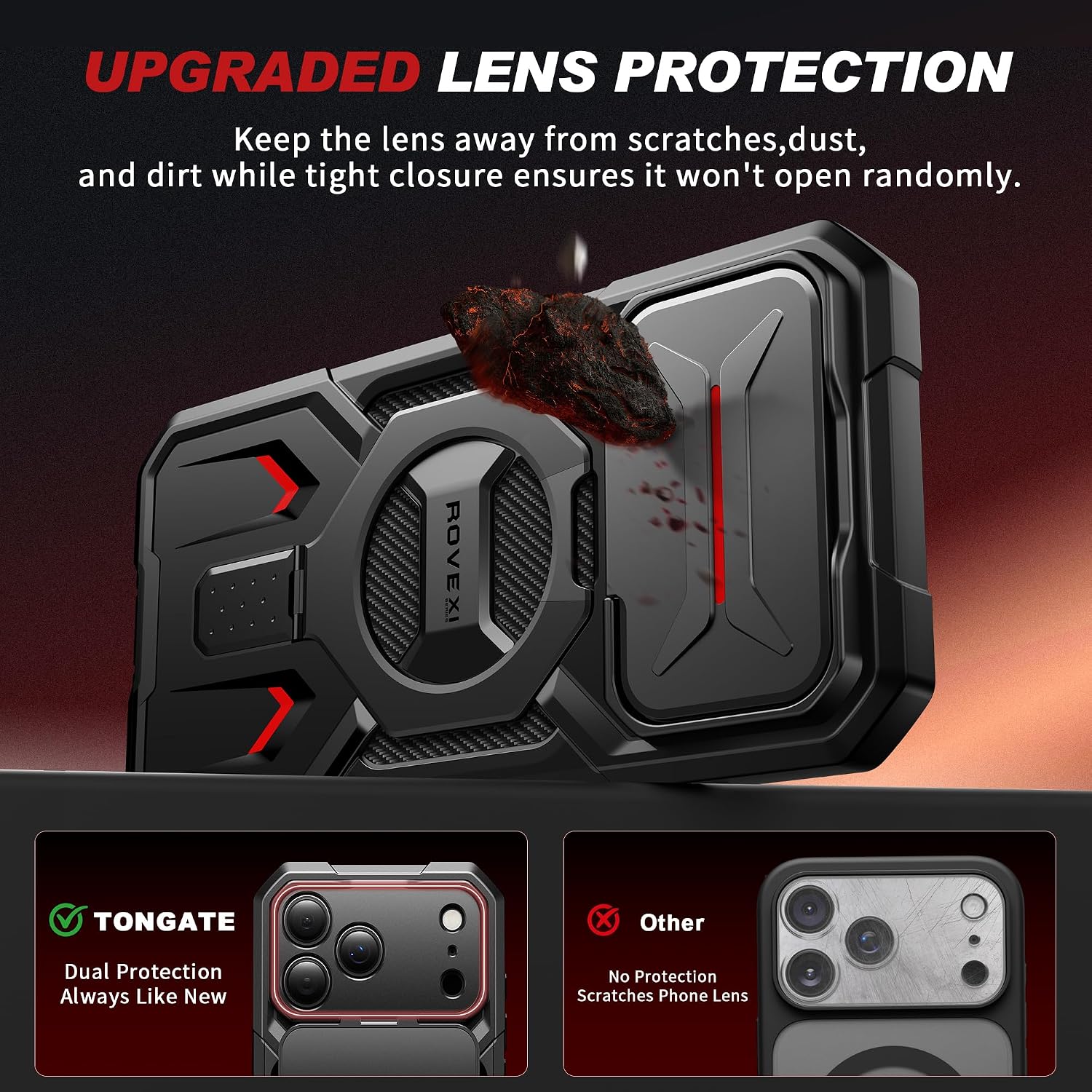 Detalle de TONGATE TON-iPhone 18 Pro Max Phone Case with MagSafe Stand and Belt Clip