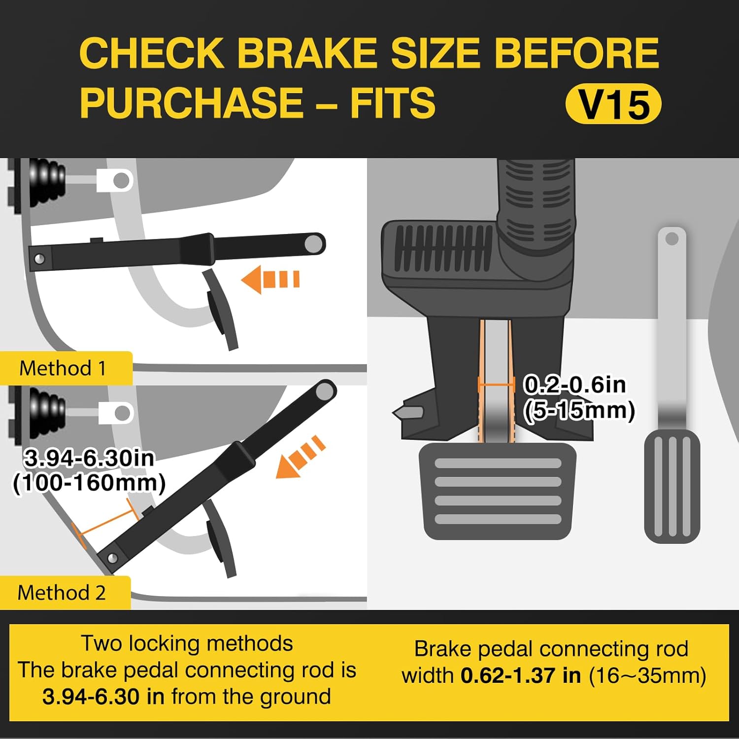 Detalle 2 de OPSOOPI Brake Pedal Lock (V15) with Escape Hammer Window Breaker — Universal Anti-Theft Car Device