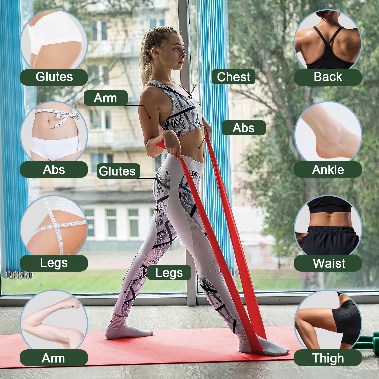 Thumbnail 3 de Potok 4er-Set Fitnessbänder mit 4 Widerstandsstufen – 1,5 m, inkl. Tragetasche
