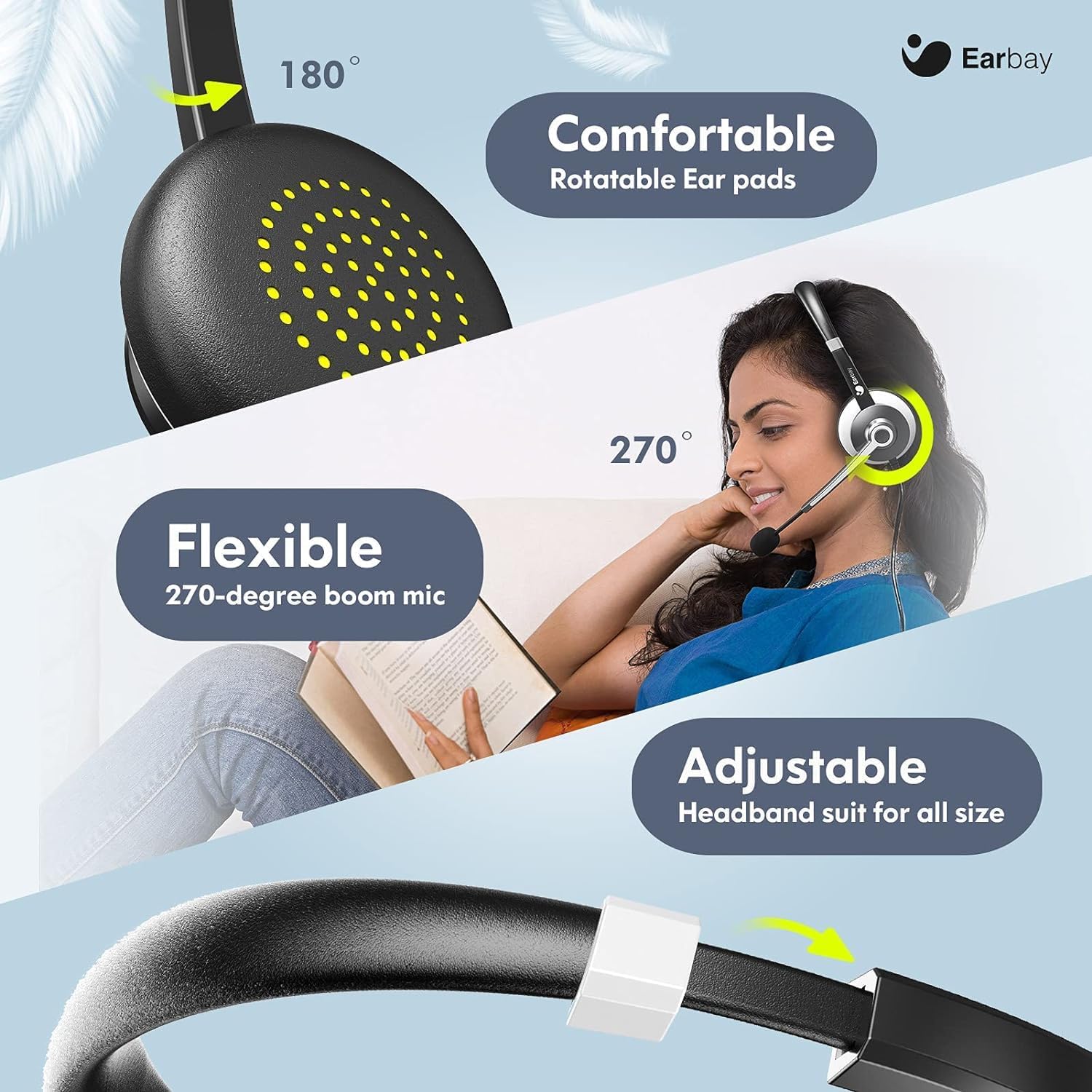 Thumbnail 5 de Earbay USB Headset With Microphone 40mm