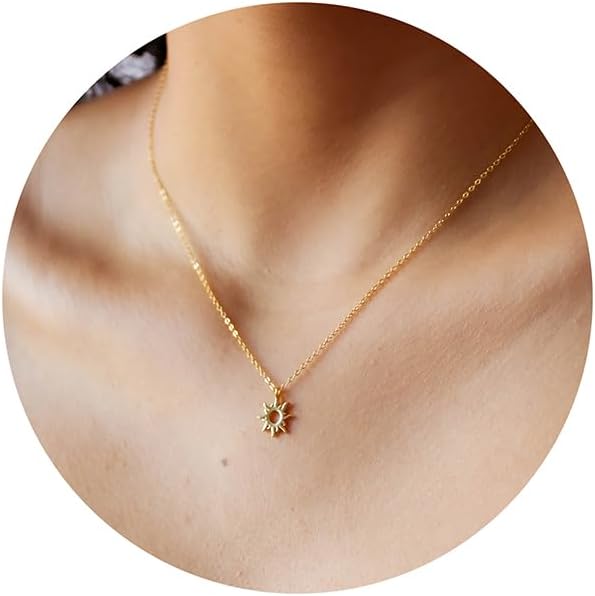 Detalle de TINGN Collana a forma di cuore in oro bianco 14K per donna e ragazza