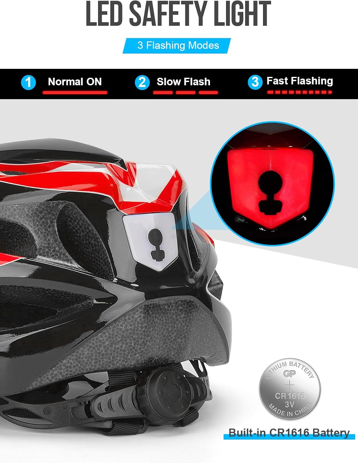 Thumbnail 1 de Cycle helmet with LED light 58-62cm