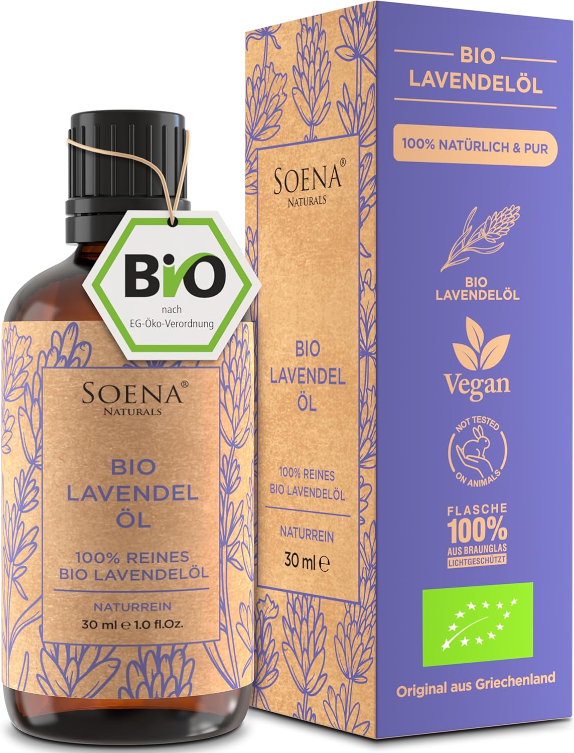 Detalle de BIO Lavendelöl Ätherisches Öl – 100% naturrein, BIO-zertifiziert, Lavendula Angustifolia